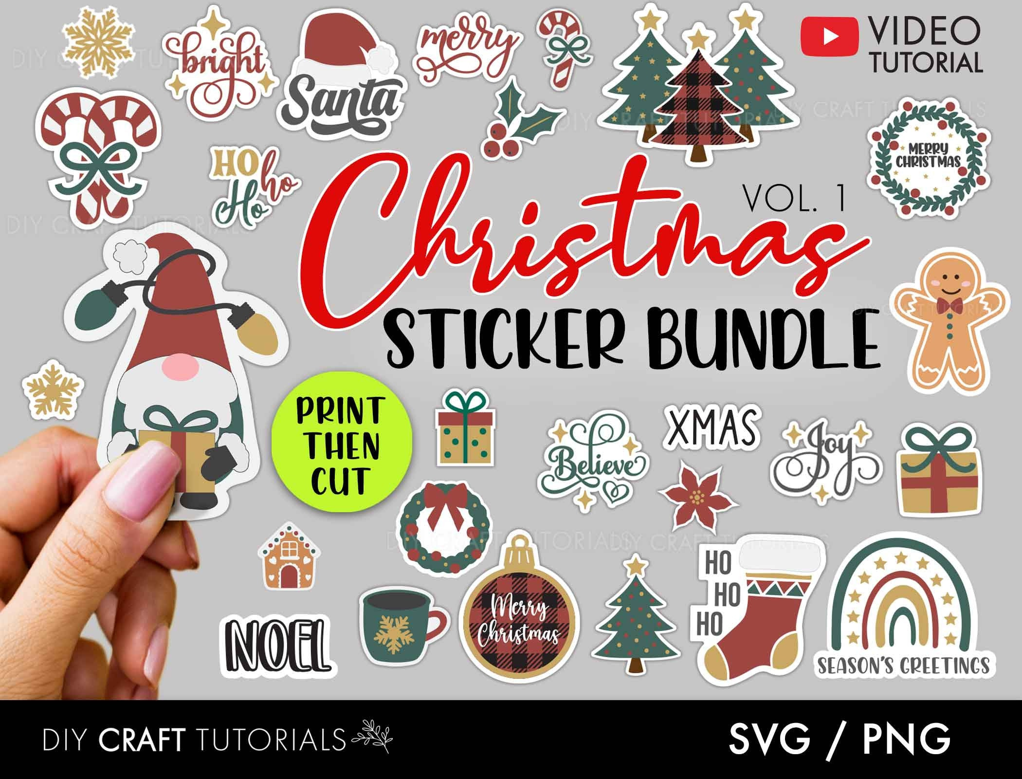 Printable Christmas Stickers, Christmas Sticker Bundle, Christmas for Free Printable Christmas Stickers