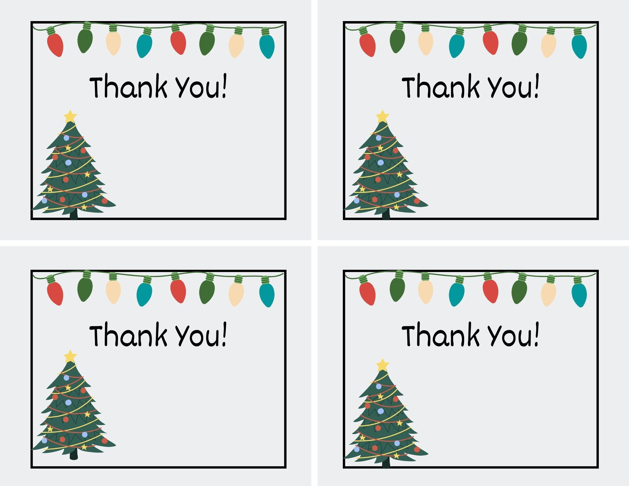 Printable Christmas Thank You Cards For Teachers, Students, Or regarding Christmas Thank You Notes Printable