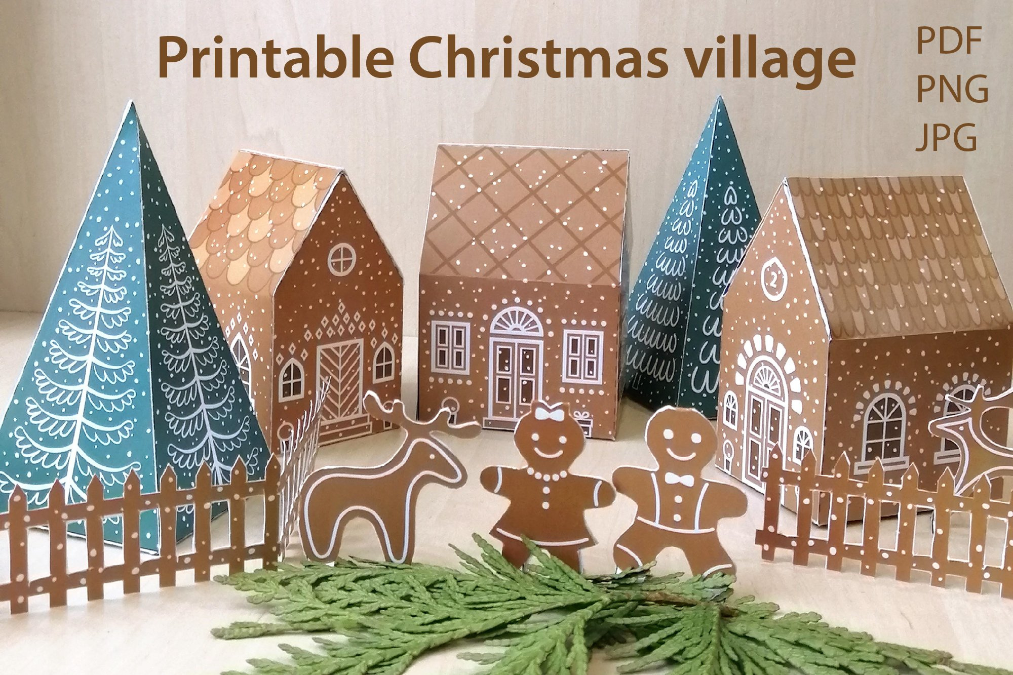 Printable Christmas Village, Paper Gingerbread House, Trees intended for Printable Christmas Village Filetype:pdf