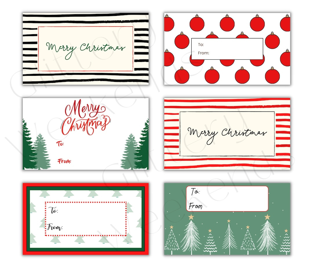 Printable Merry Christmas Gift Tag Bundle, Instant Download throughout Merry Christmas Printable Tag