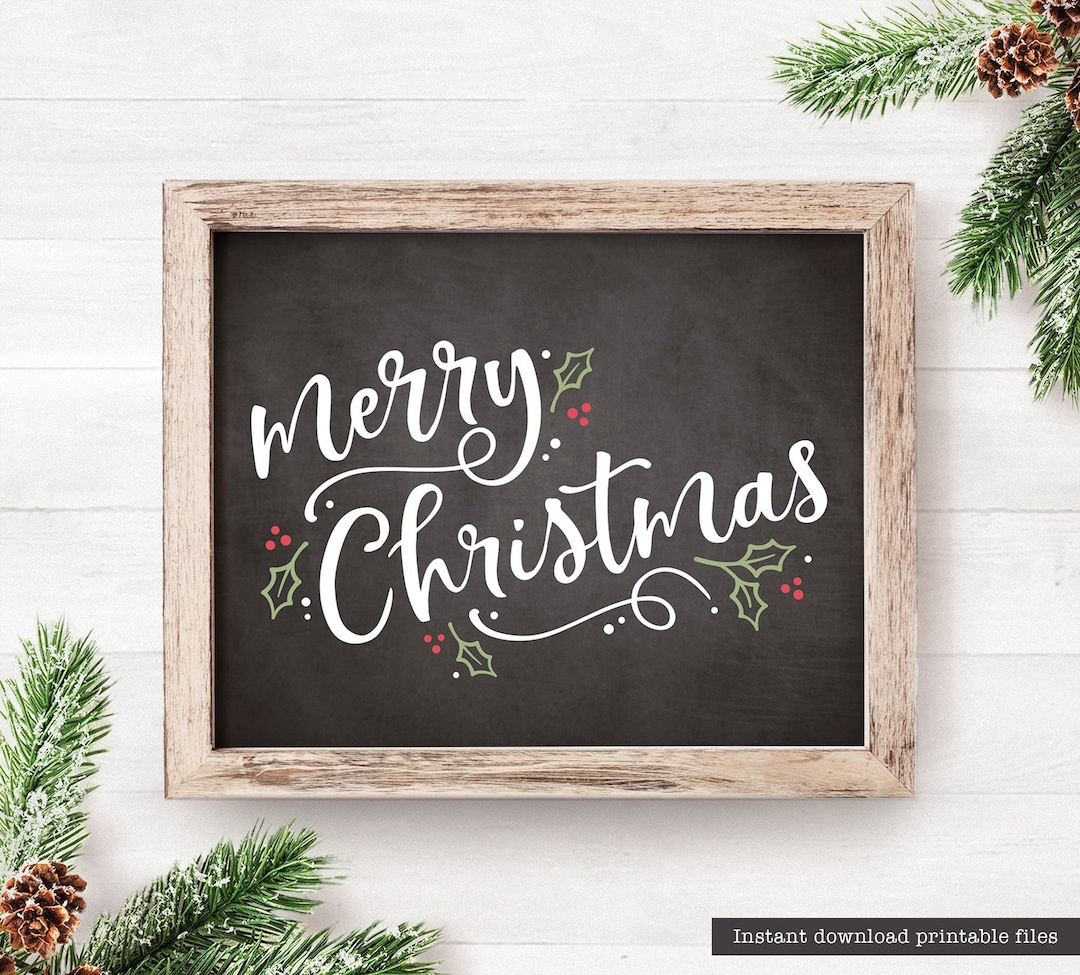 Printable Merry Christmas Sign Holiday Decor Holiday Sign regarding Merry Christmas Signs Printable