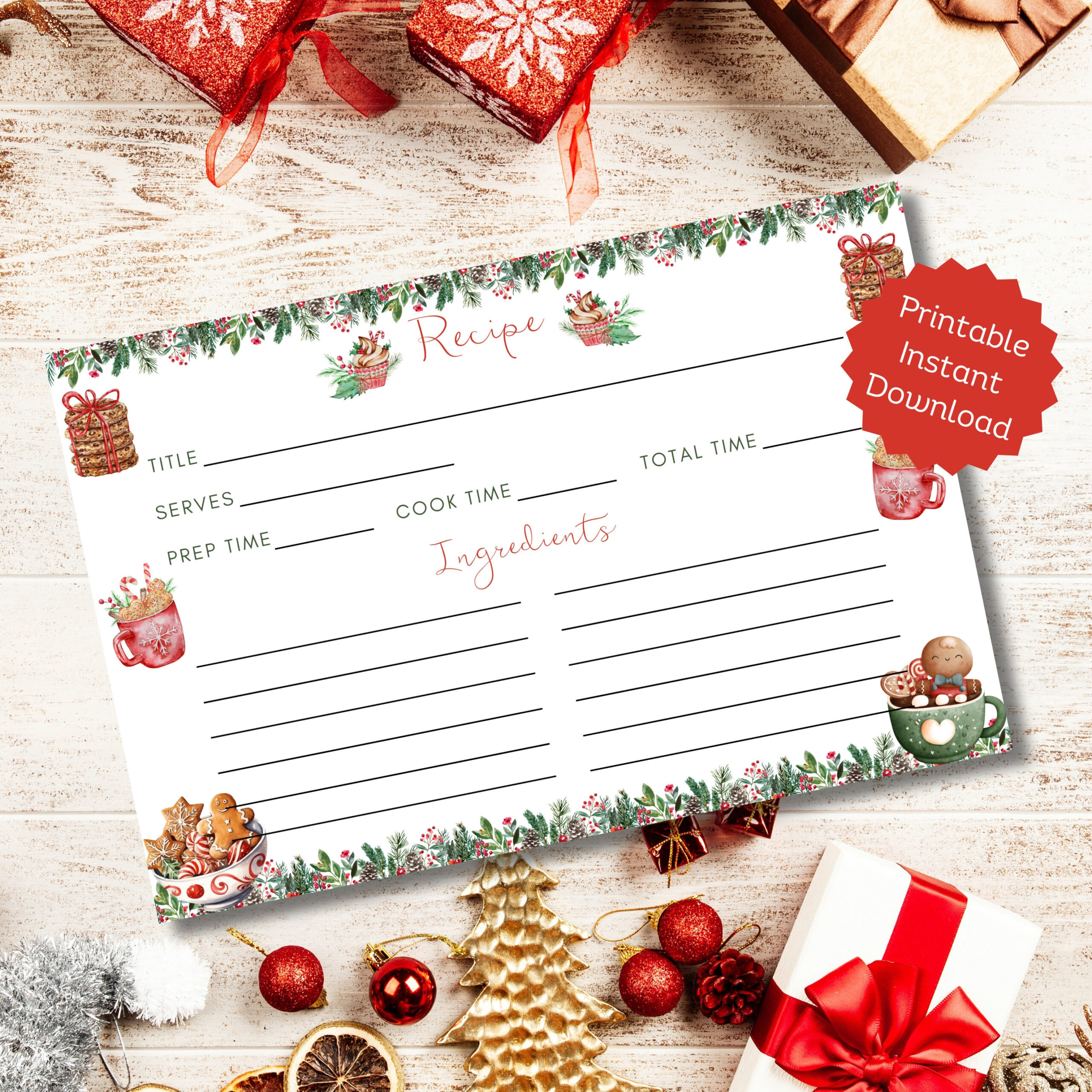 Recipe Card Christmas Recipe Card Holiday Recipe Card Christmas with Printable Christmas Recipe Cards