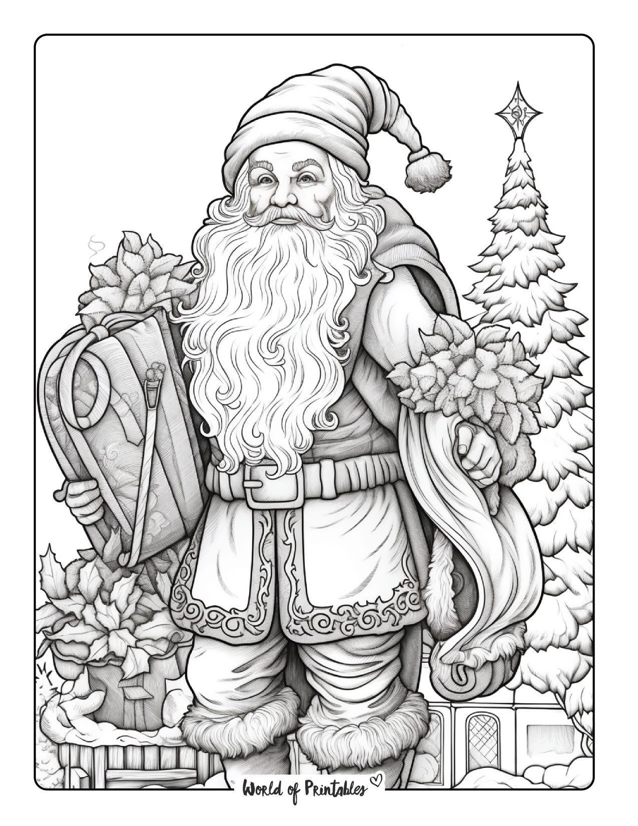 Santa Coloring Pages Free Printable Vintage Christmas pertaining to Father Christmas Printable Pictures