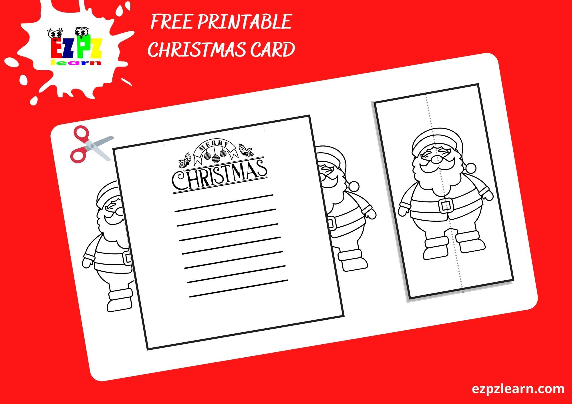 Santa Folding Christmas Card - Ezpzlearn with Printable Folding Christmas Cards