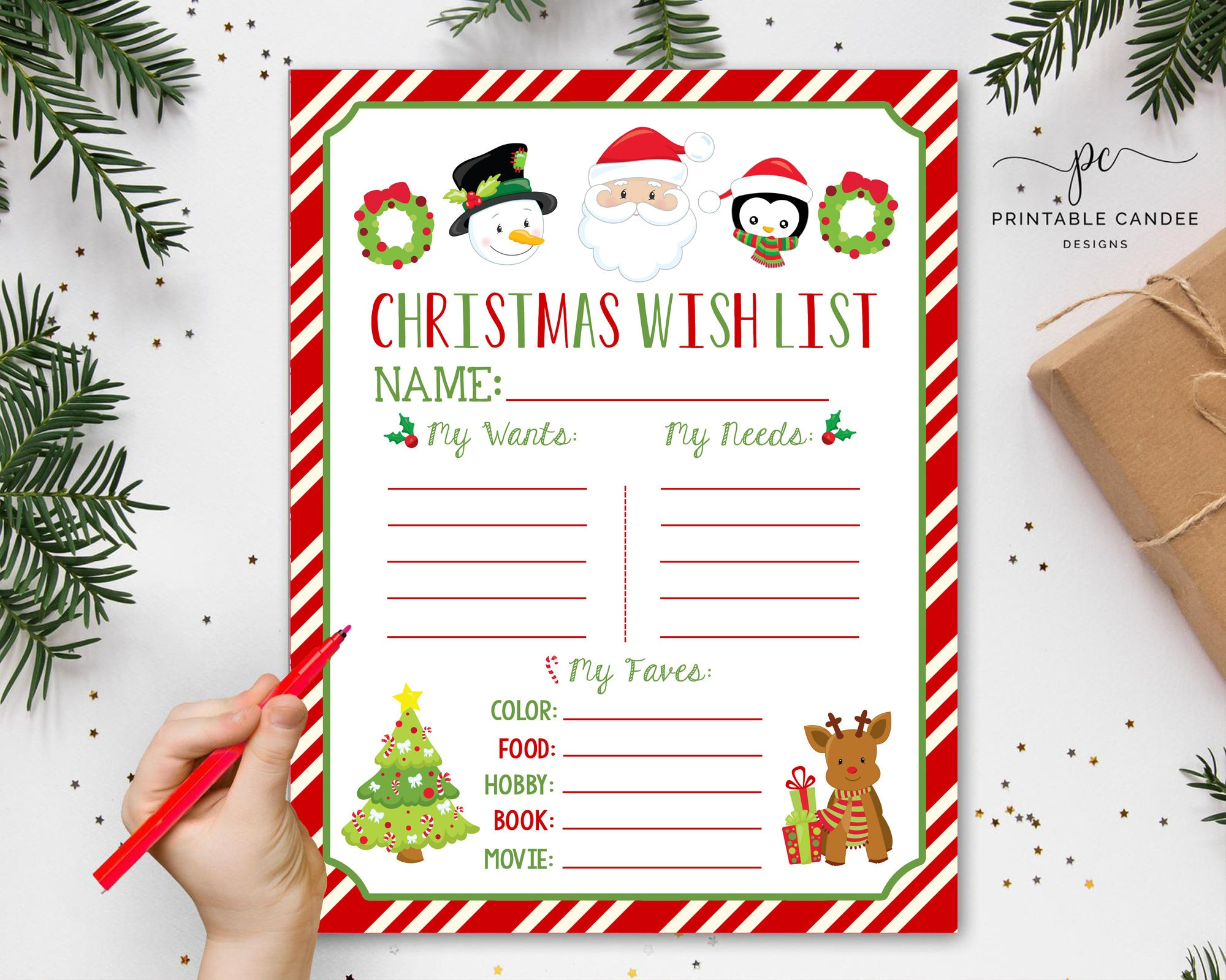 Santa Letter Christmas Wish List Kids Christmas List Instant intended for Printable Christmas List to Santa