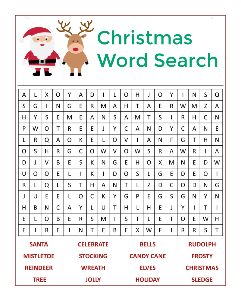 Santa&amp;#039;S Christmas Word Search Activity Page - Mama Likes This inside Free Printable Word Searches Christmas