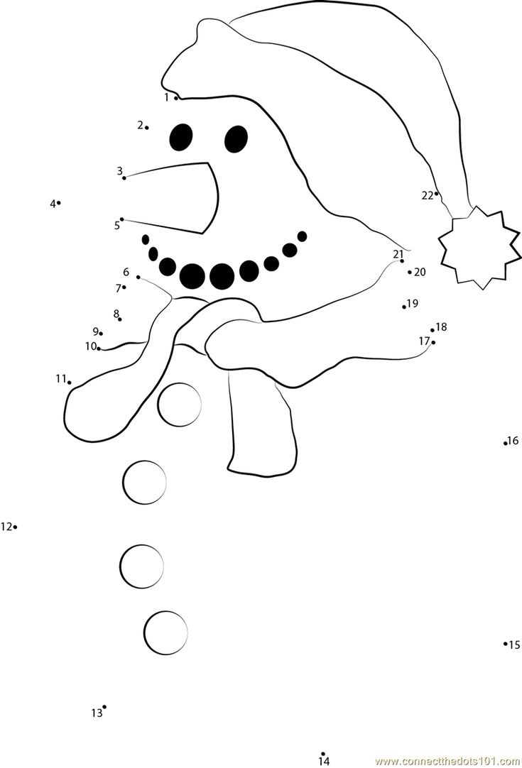 Snowman See Dot To Dot Printable Worksheet in Connect The Dots Christmas Printables