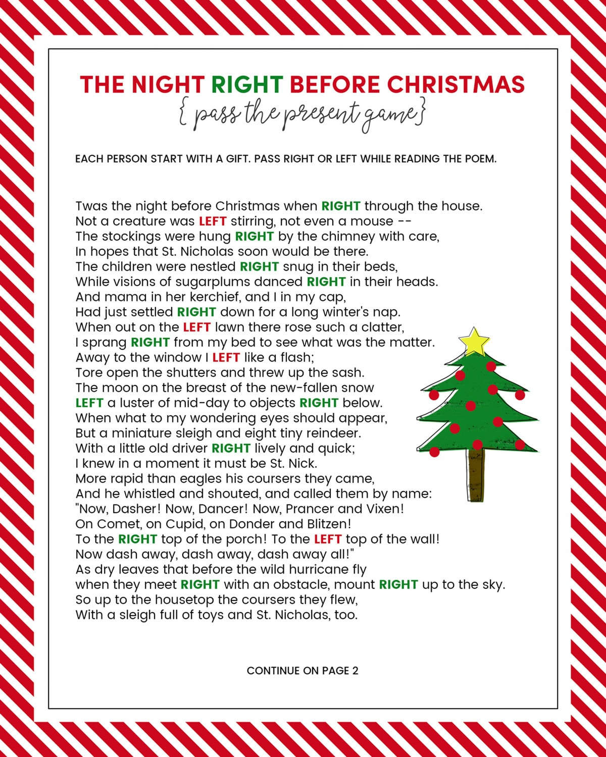 The Left Right Christmas Game {With Story + Print}| Lil' Luna for Printable Christmas Left Right Game Free