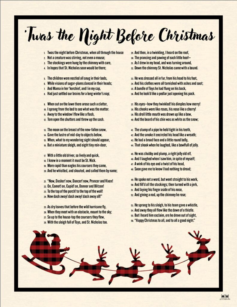 Twas The Night Before Christmas Printables | Printabulls for The Night Before Christmas Poem Printable