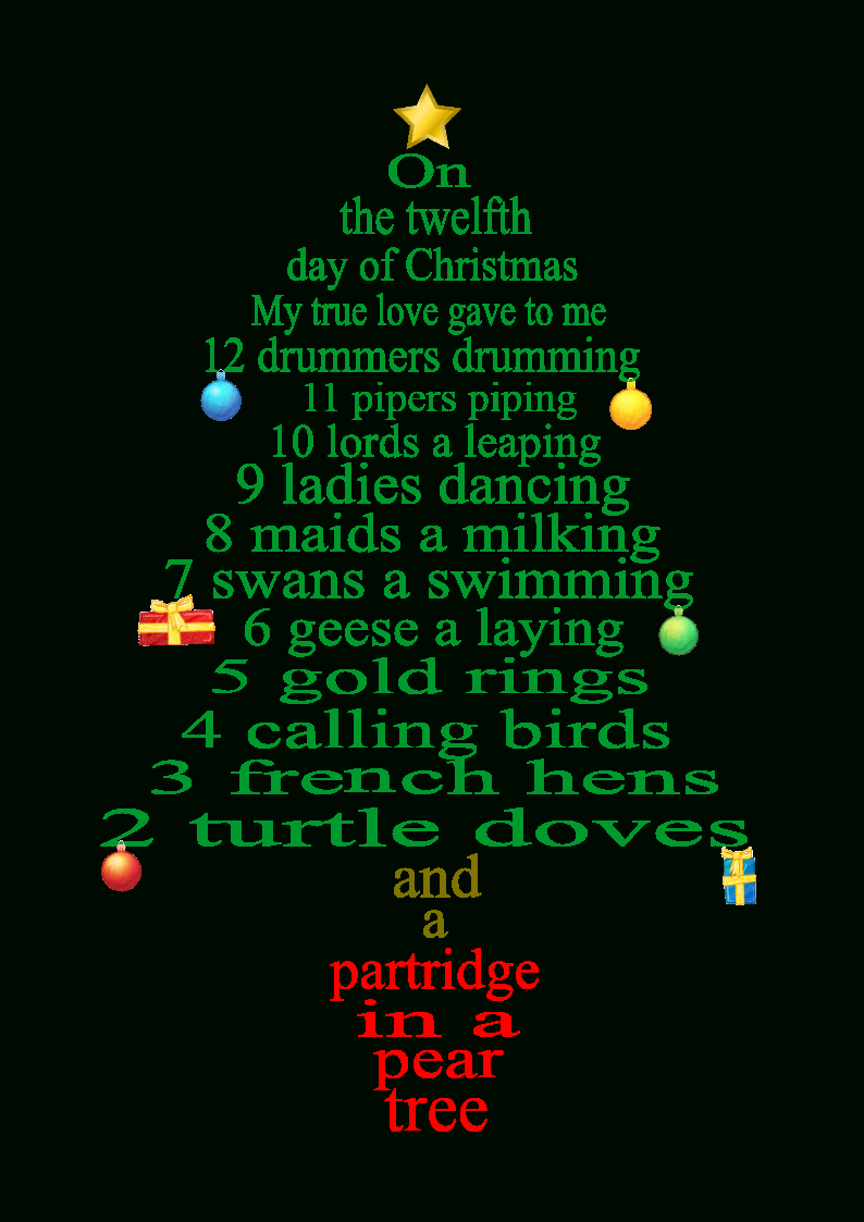 Twelve Days Of Christmas Song Words - Printable Teaching Resources throughout Printable Words For The Twelve Days Of Christmas