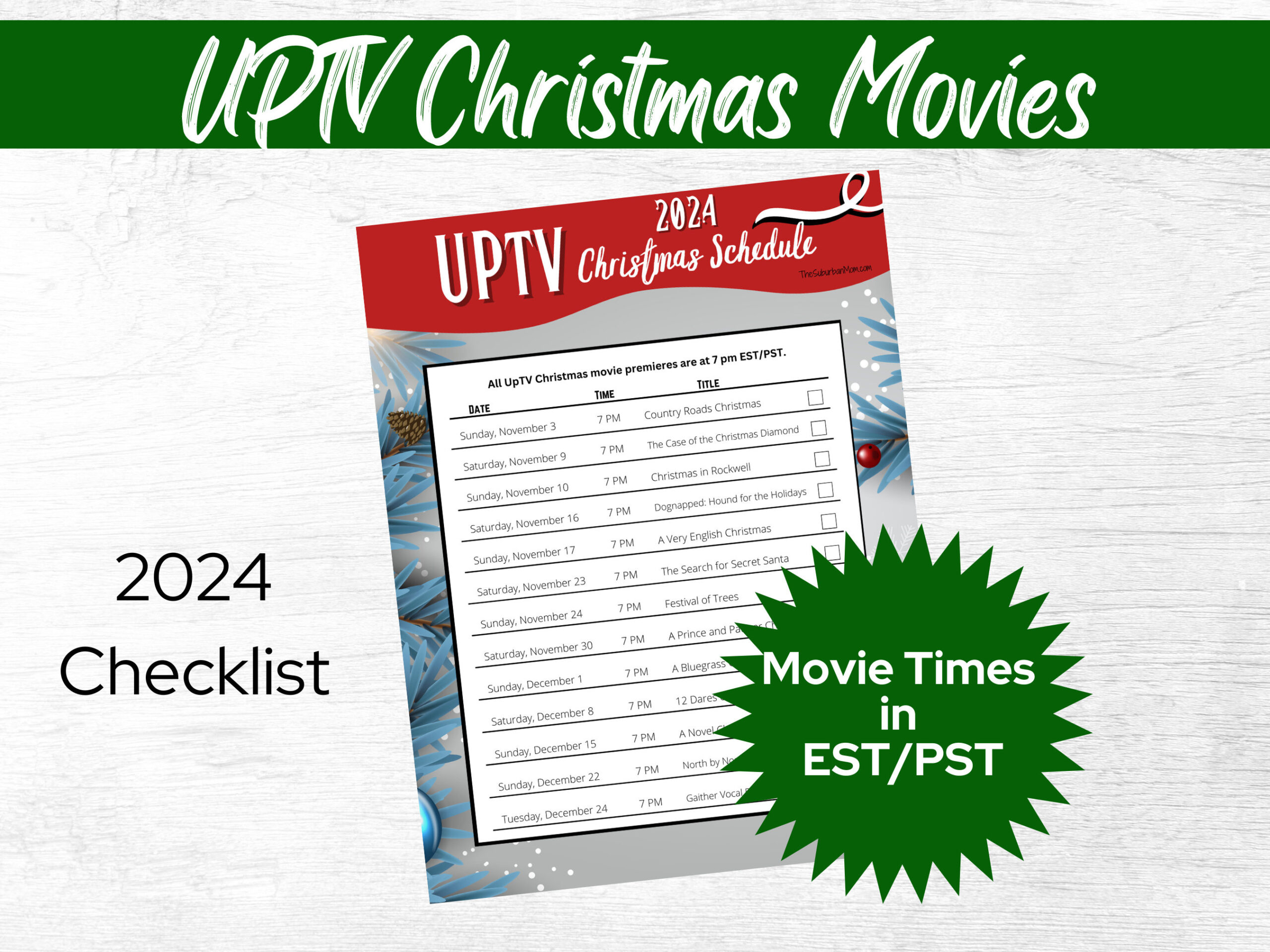 Uptv Christmas Movies 2024 Schedule Printable Checklist throughout Uptv Christmas Movies 2024 Schedule Printable List