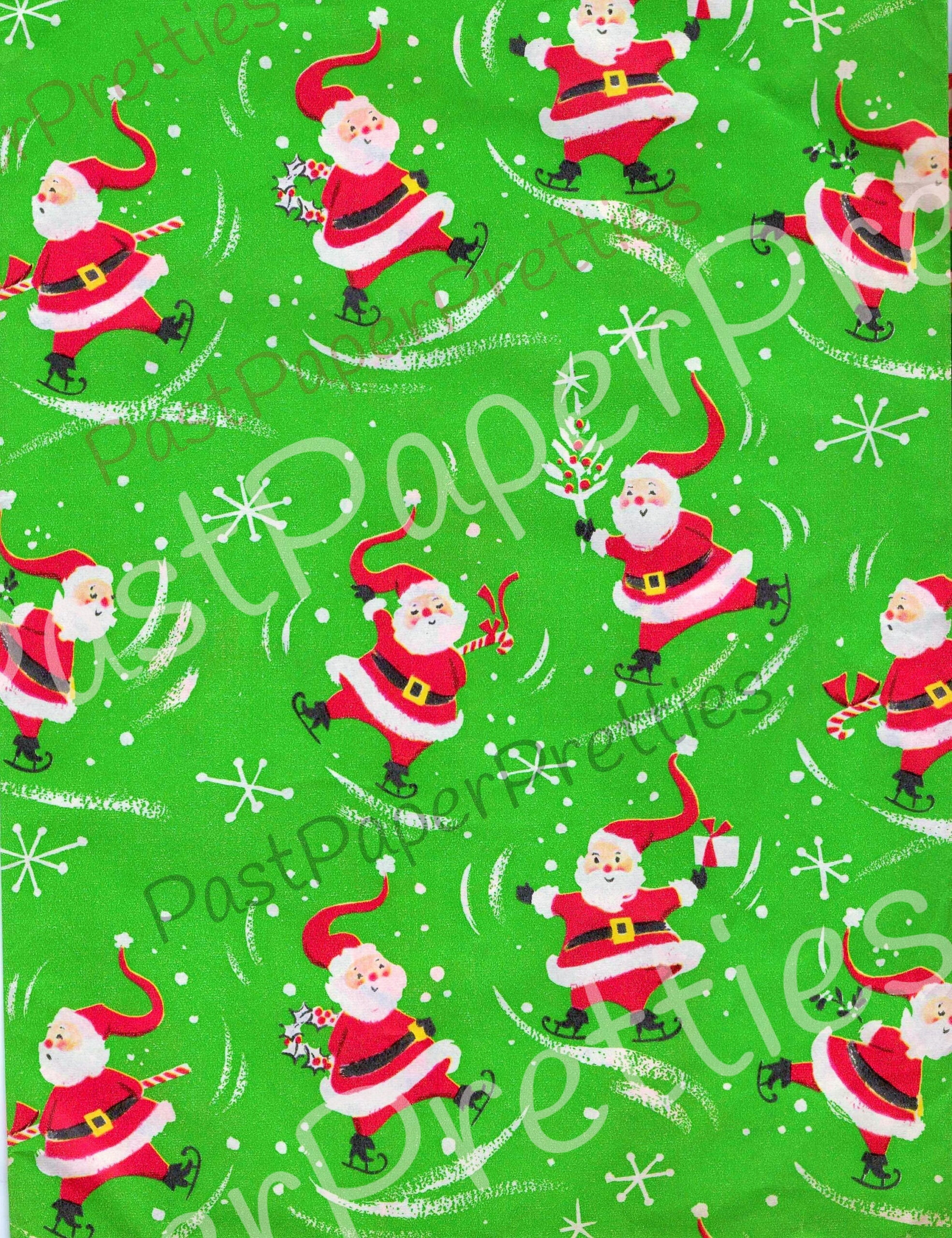 Vintage Printable Christmas Gift Wrap Skating Santa Claus Retro inside Printable Christmas Gift Wrapping Paper