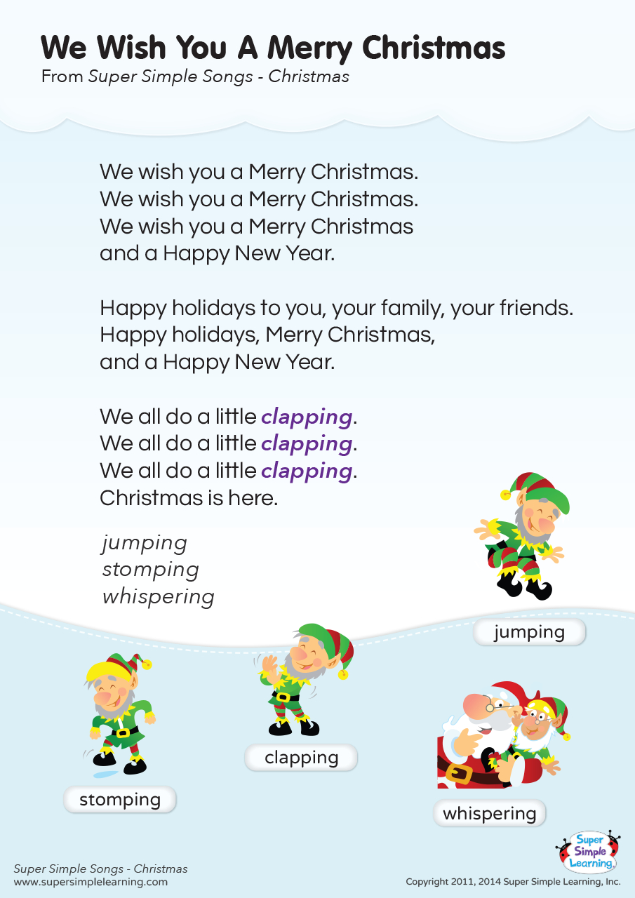 We Wish You A Merry Christmas Lyrics Poster - Super Simple for We Wish You A Merry Christmas Song Lyrics Printable