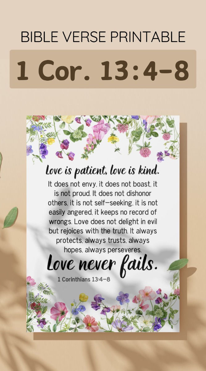 1 Corinthians 13:4-8 Bible Verse Printable | Love Is Patient, Love pertaining to 1 Corinthians 13 Printable Free