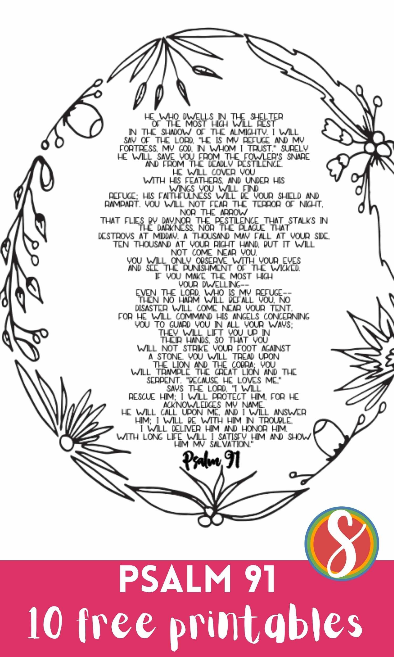 10 Free Psalm 91 Coloring Pages — Stevie Doodles pertaining to Psalm 91 Printable Free