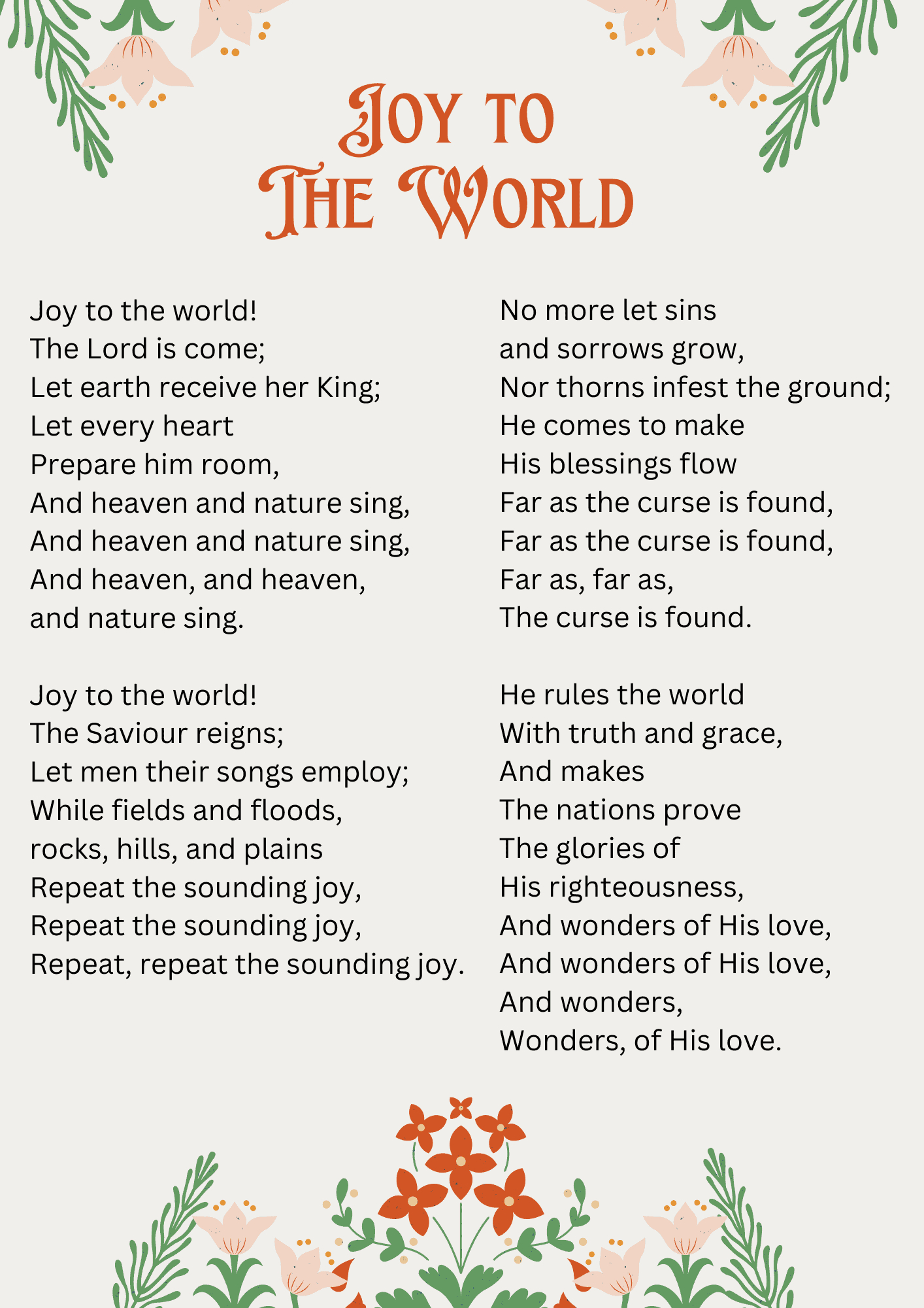 10 Fun Free Christmas Carol Printables For Kids In 2025 intended for Joy to the World Printable Lyrics