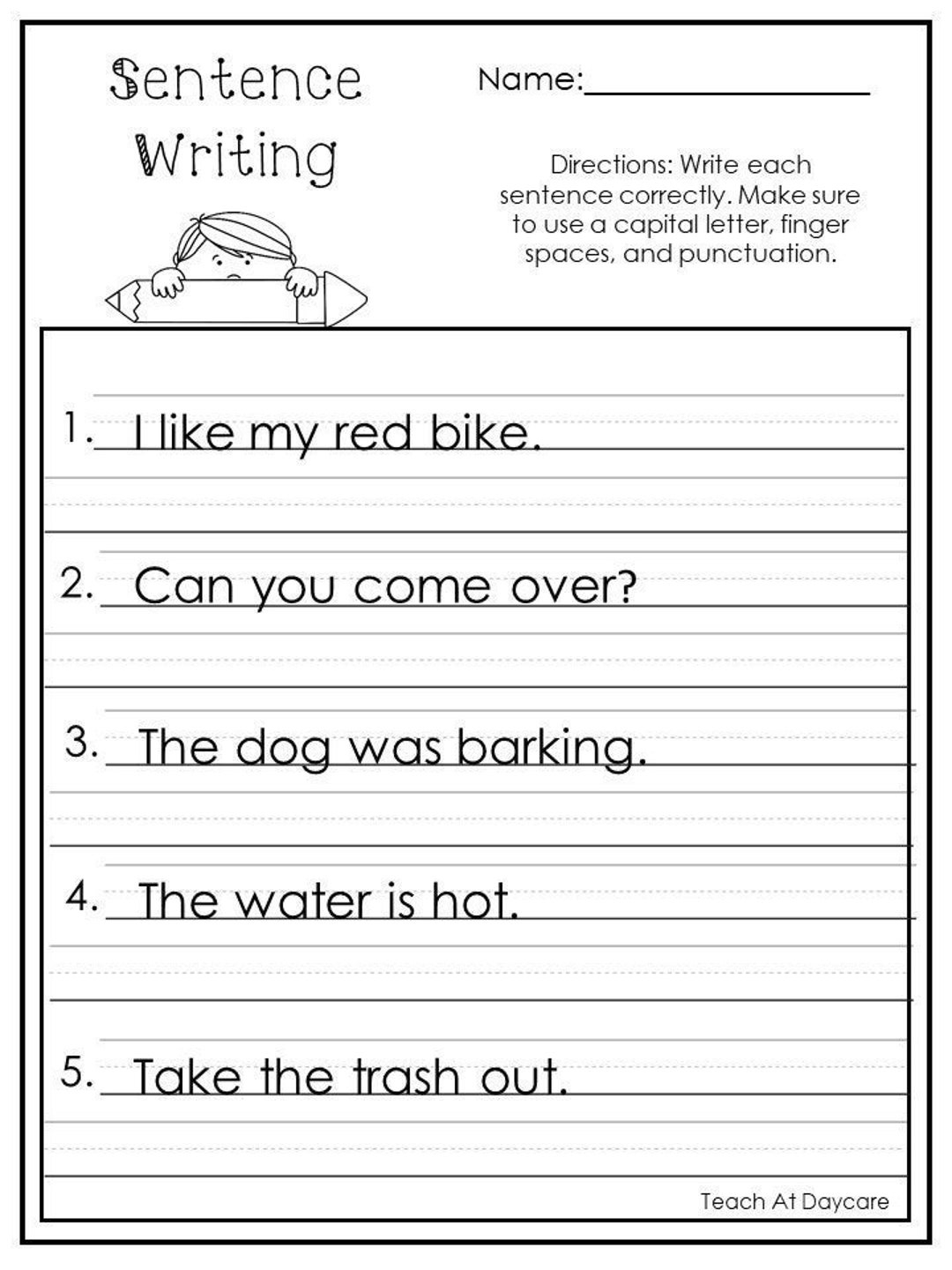 10 Printable Write The Sentence Worksheets. 1St-3Rd Grade Ela regarding Writing Worksheets Printable For Grade 3