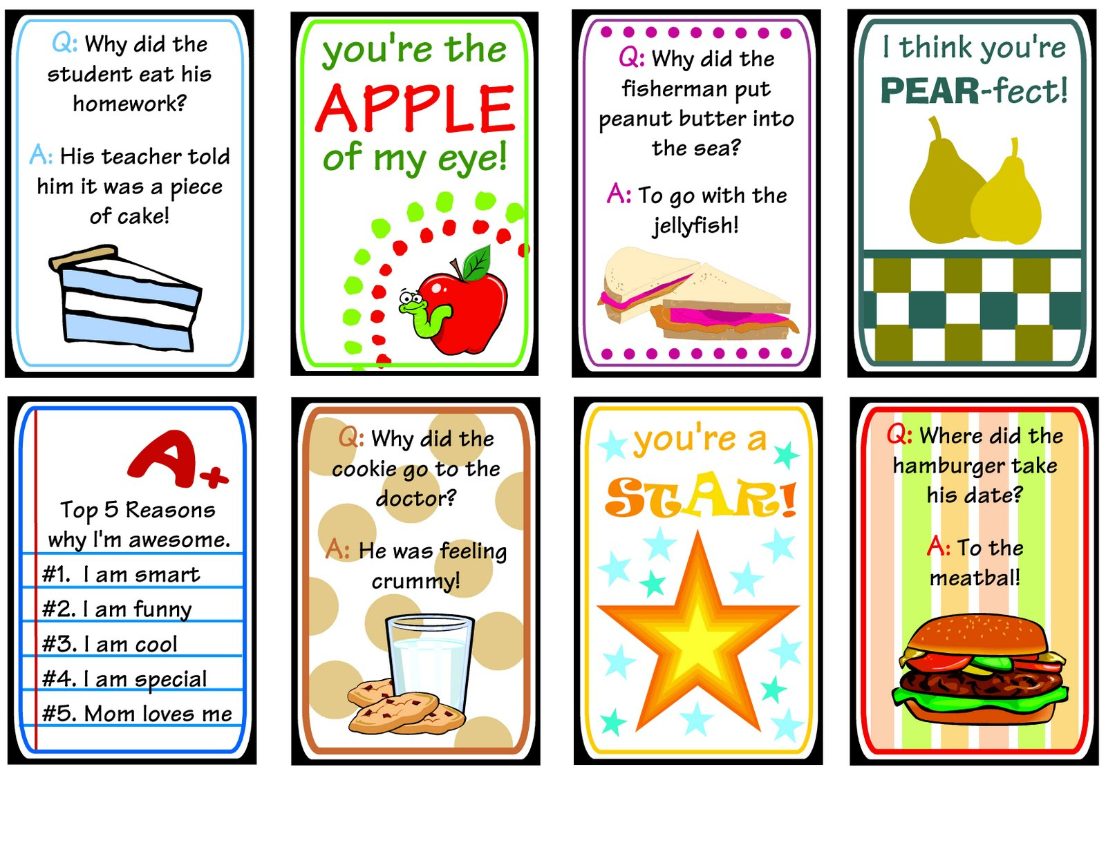 10 Sets Of Free Lunch Box Notes inside Free Printable Lunch Box Notes