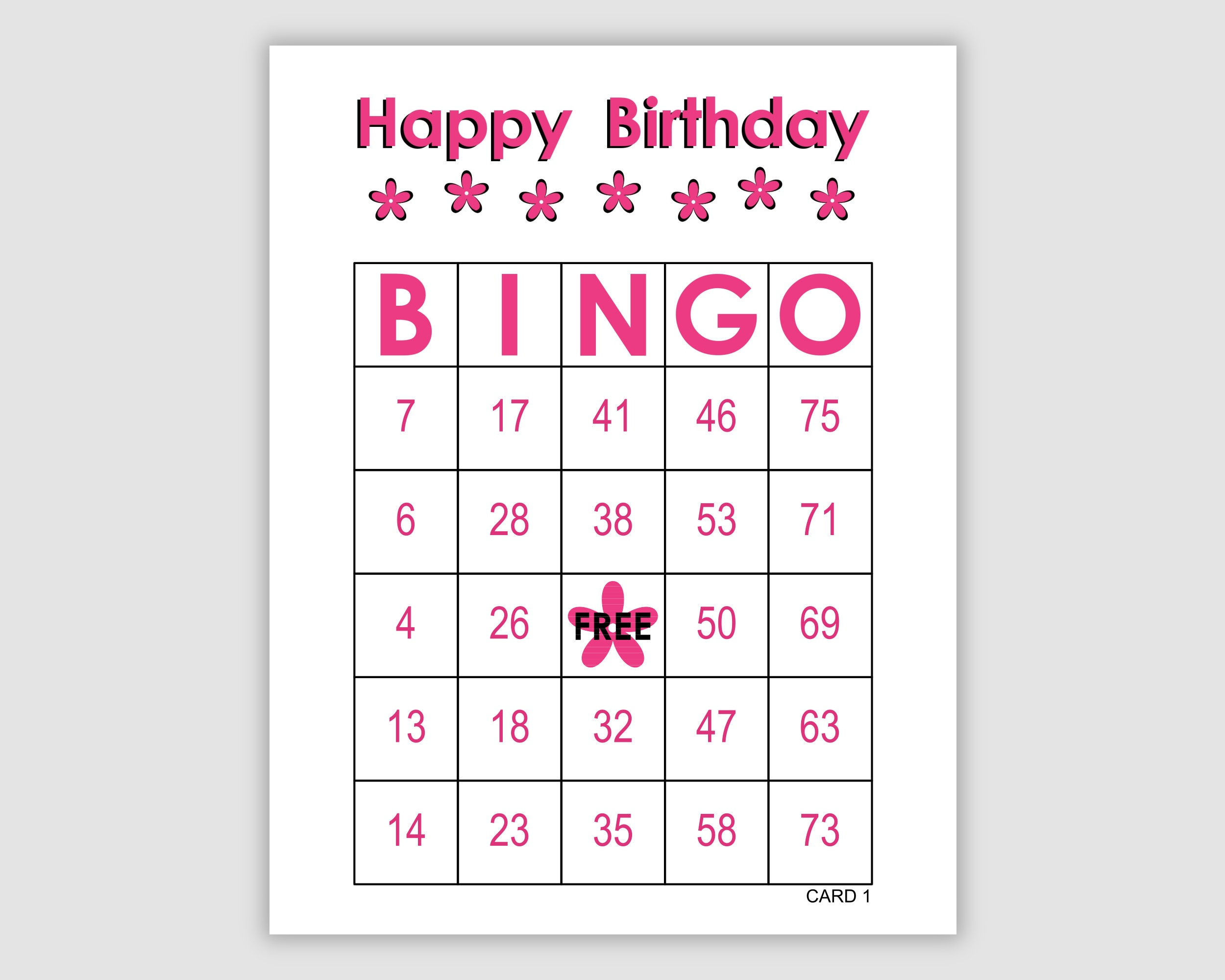 100 Birthday Bingo Cards Pdf Download, 1 Per Page, 75 Call with Free Printable Birthday Bingo Cards For Adults