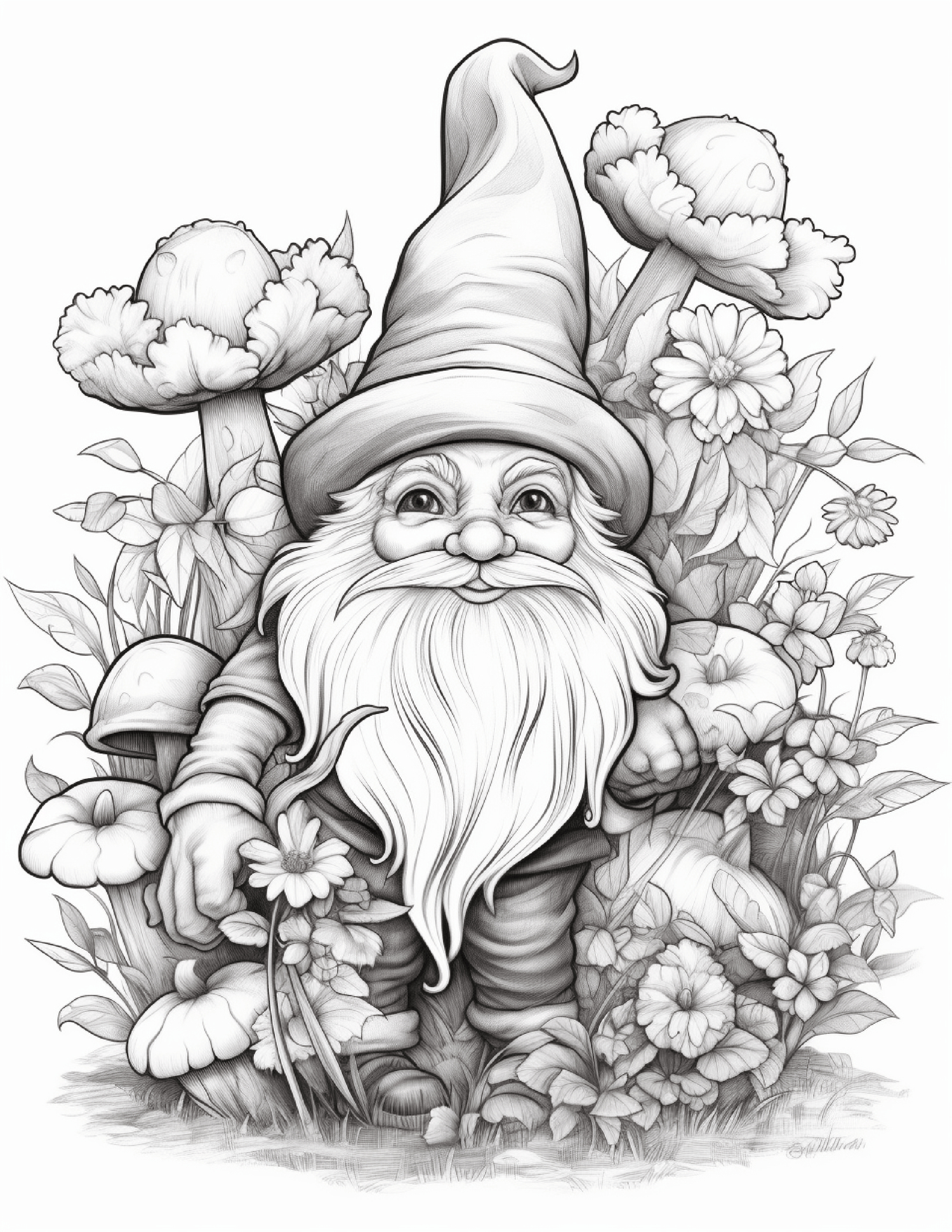 100 Cute Gnomes Coloring Pages For Adults - Payhip in Free Printable Coloring Pages Gnomes