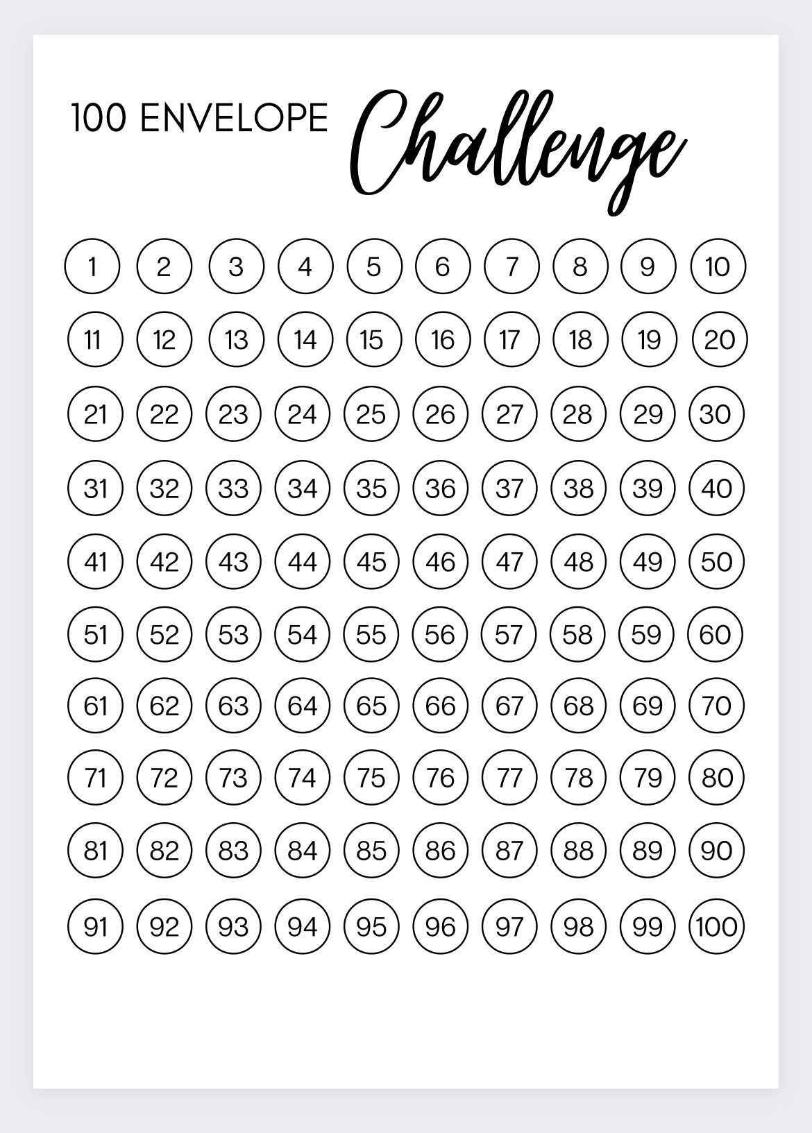 100 Envelope Money Challenge,Money Saving Challenge Printable regarding Printable 100 Envelope Challenge Chart