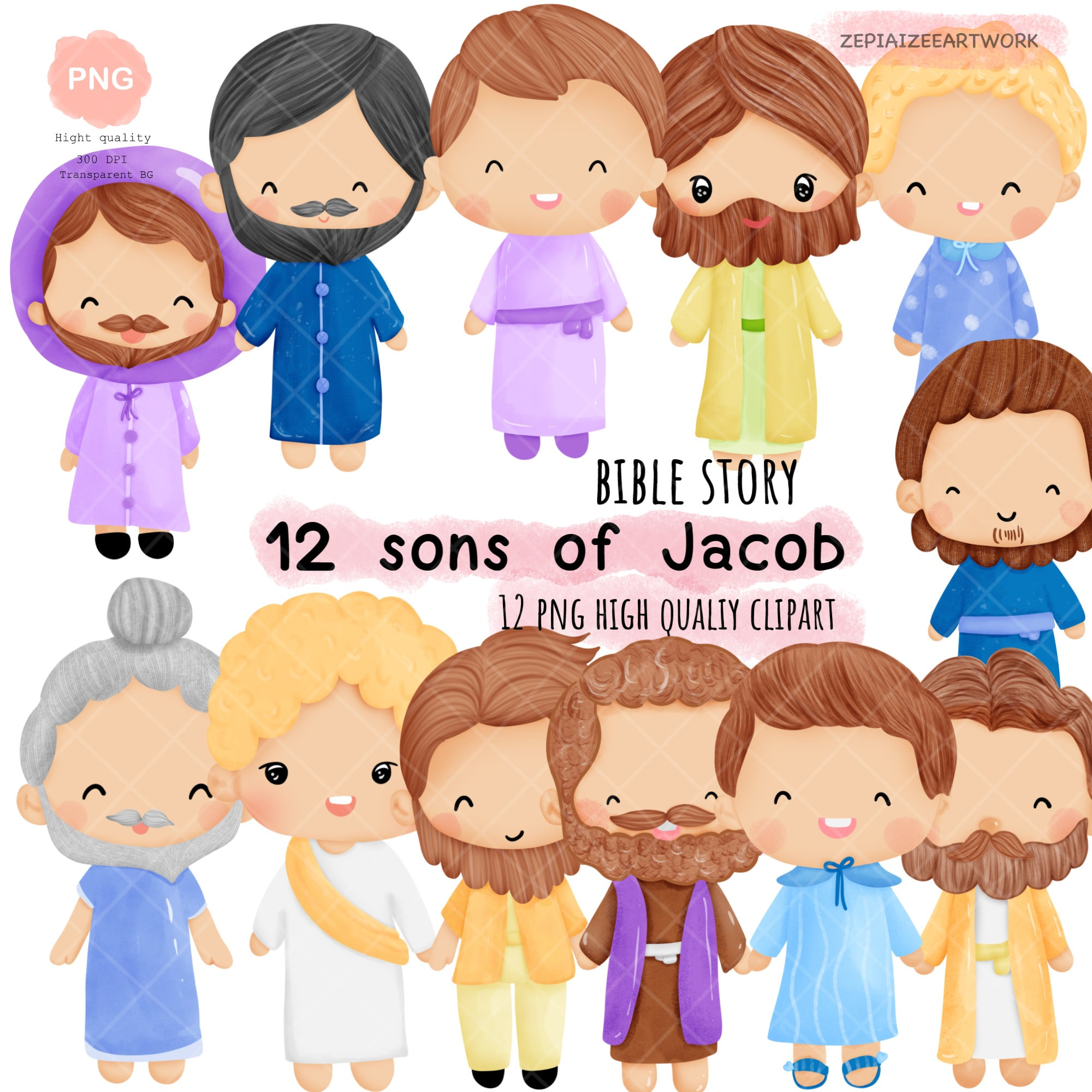 12 Sons Of Jacob Clip Art Jacob Sons Bible Based Bible Characters for 12 Sons of Jacob Printable