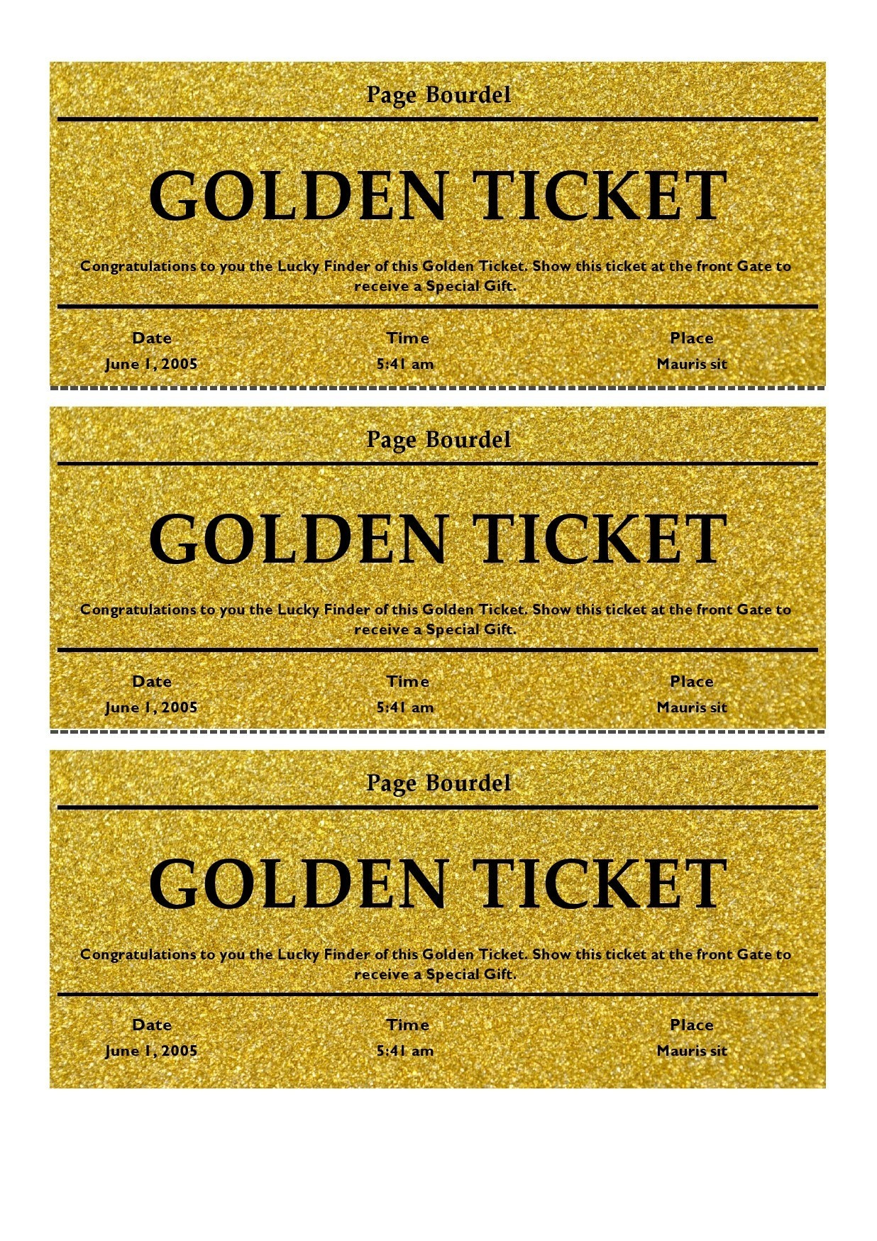 13 Editable Golden Ticket Templates (Free Downloads) regarding Free Printable Wonka Golden Ticket Template