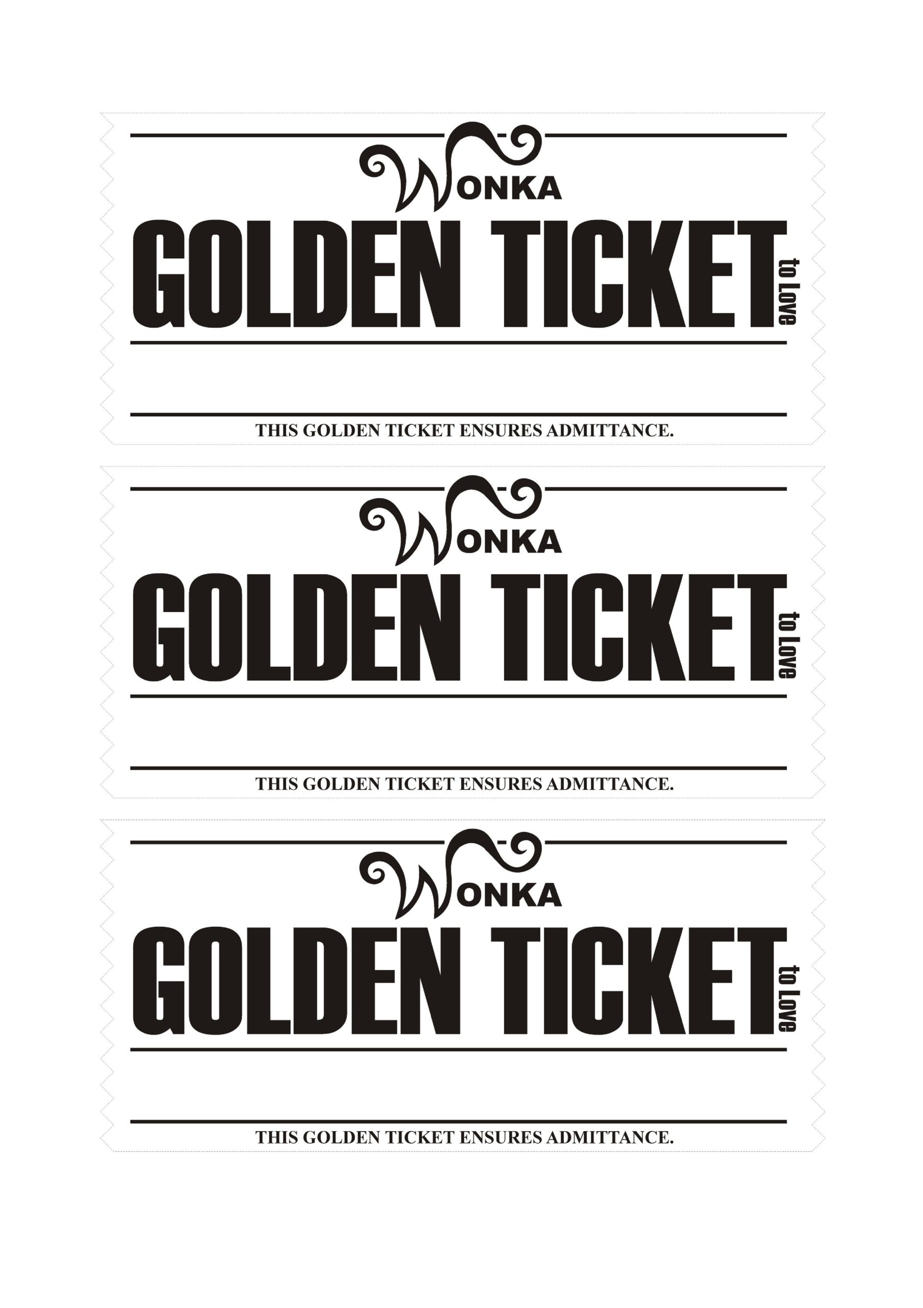 13 Editable Golden Ticket Templates (Free Downloads) with regard to Free Printable Wonka Golden Ticket Template