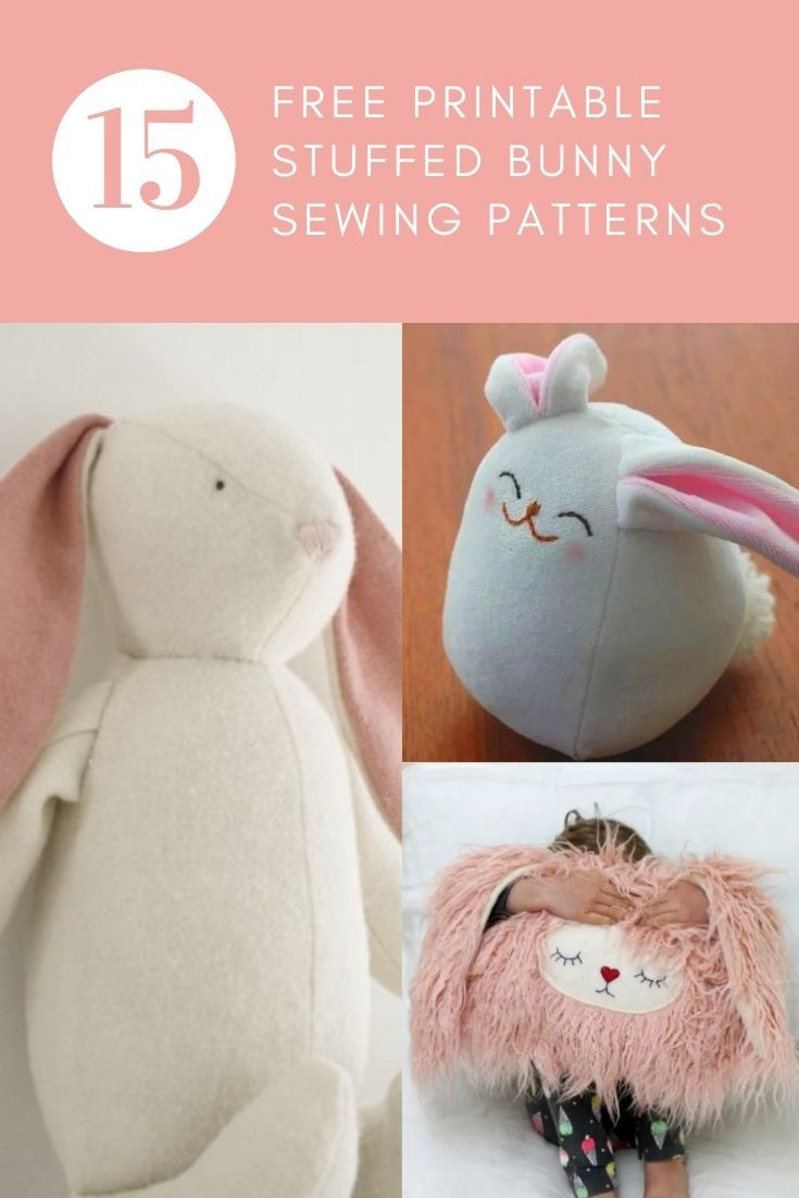 15 Free Printable Stuffed Bunny Sewing Patterns (Round-Up) pertaining to Printable Free Bunny Sewing Pattern