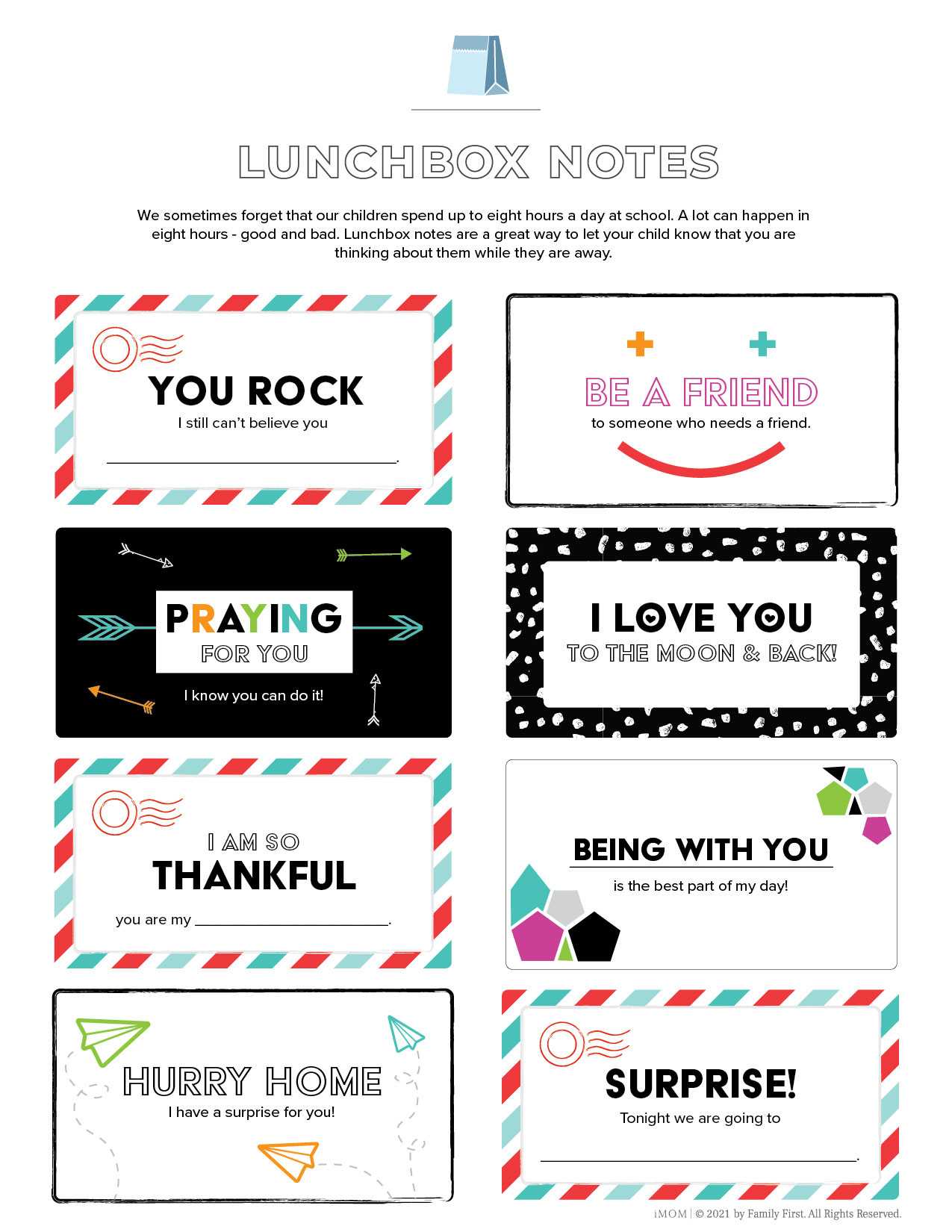 16 Free &amp;amp; Cute Printable Lunchbox Notes For Kids - Imom intended for Free Printable Lunch Box Notes