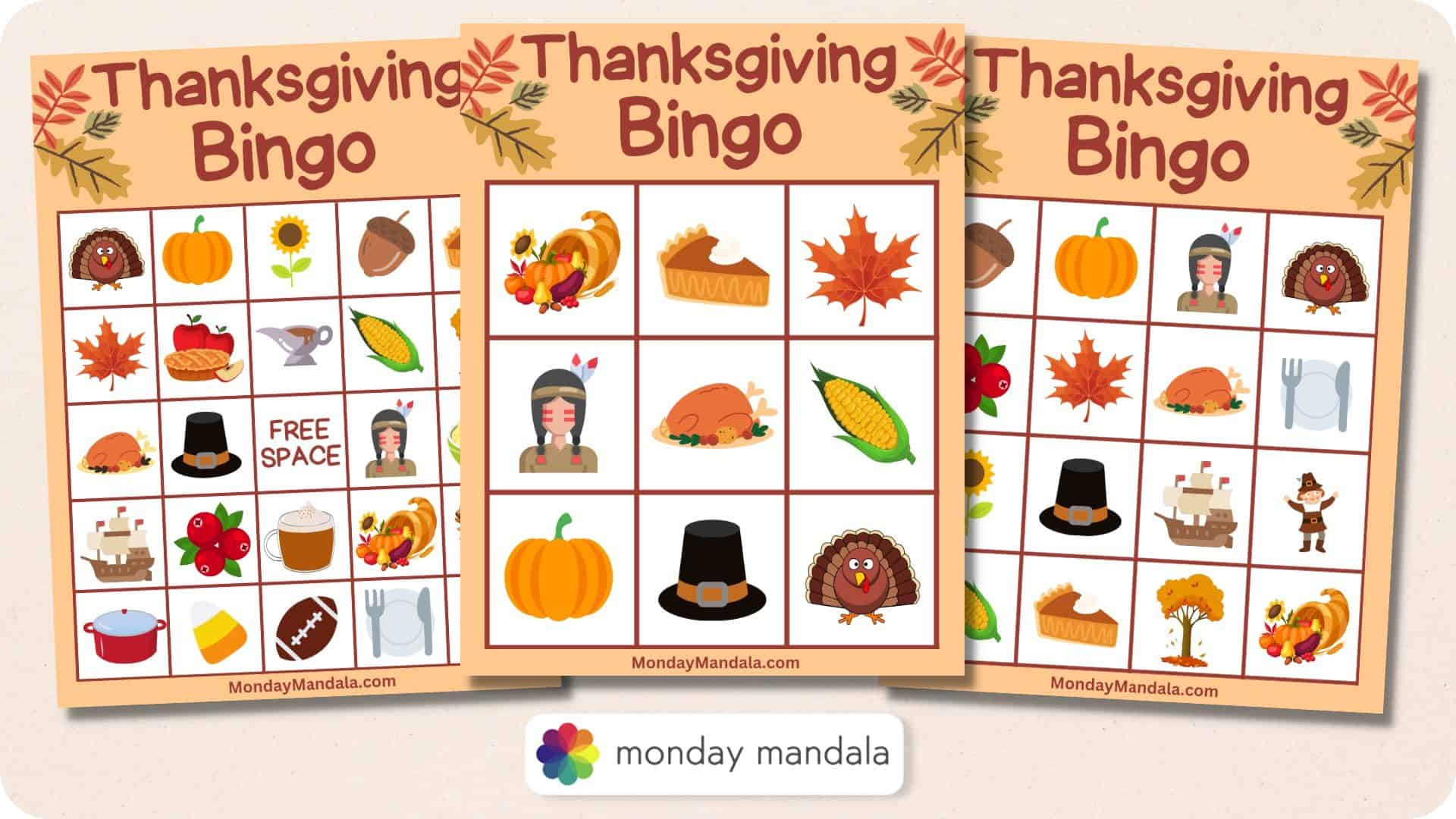 180 Thanksgiving Bingo Cards (Free Pdf Printables) for Printable Thanksgiving Bingo Cards Free