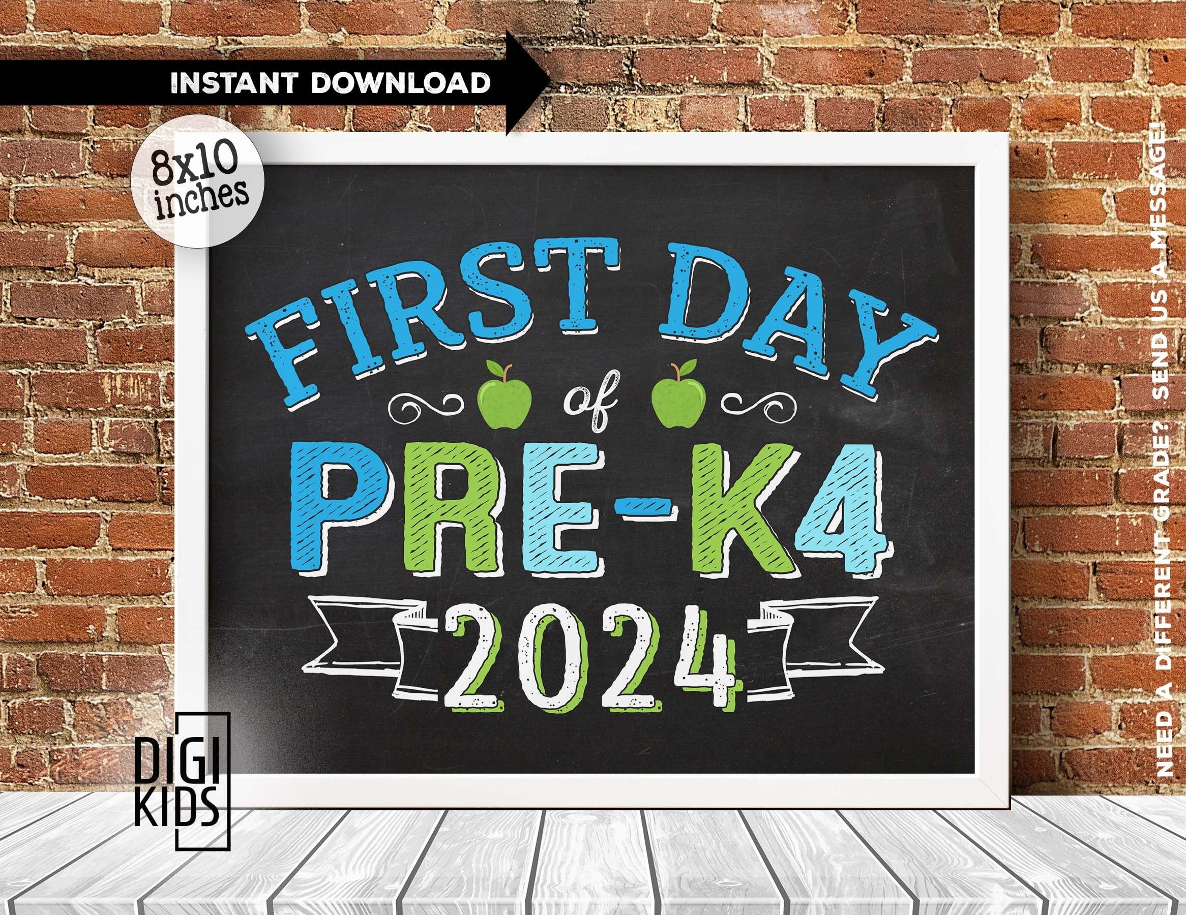 1St Day Of Pre K4 Sign 2024 - First Day Of School Printable - Back To School Signs - Pre K4 Digital Instant Download inside First Day of Pre K 4 Sign Printable