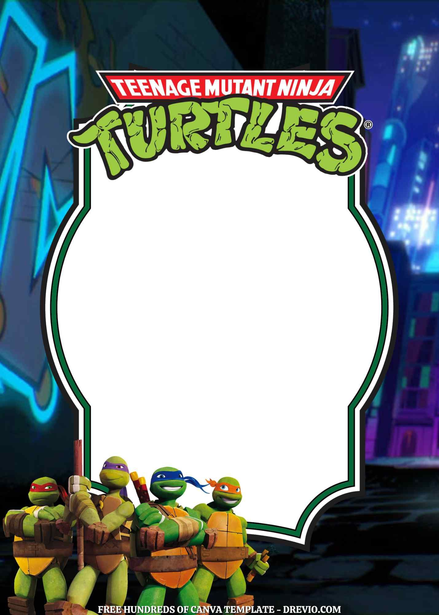 20+ Teenage Mutant Ninja Turtles Canva Birthday Invitation Templates inside Free Printable Tmnt Invitations