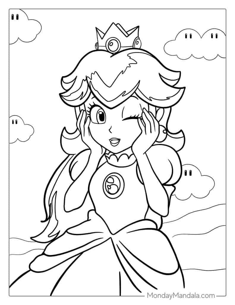 25 Princess Peach Coloring Pages (Free Pdf Printables) with Princess Peach Coloring Page Free Printable