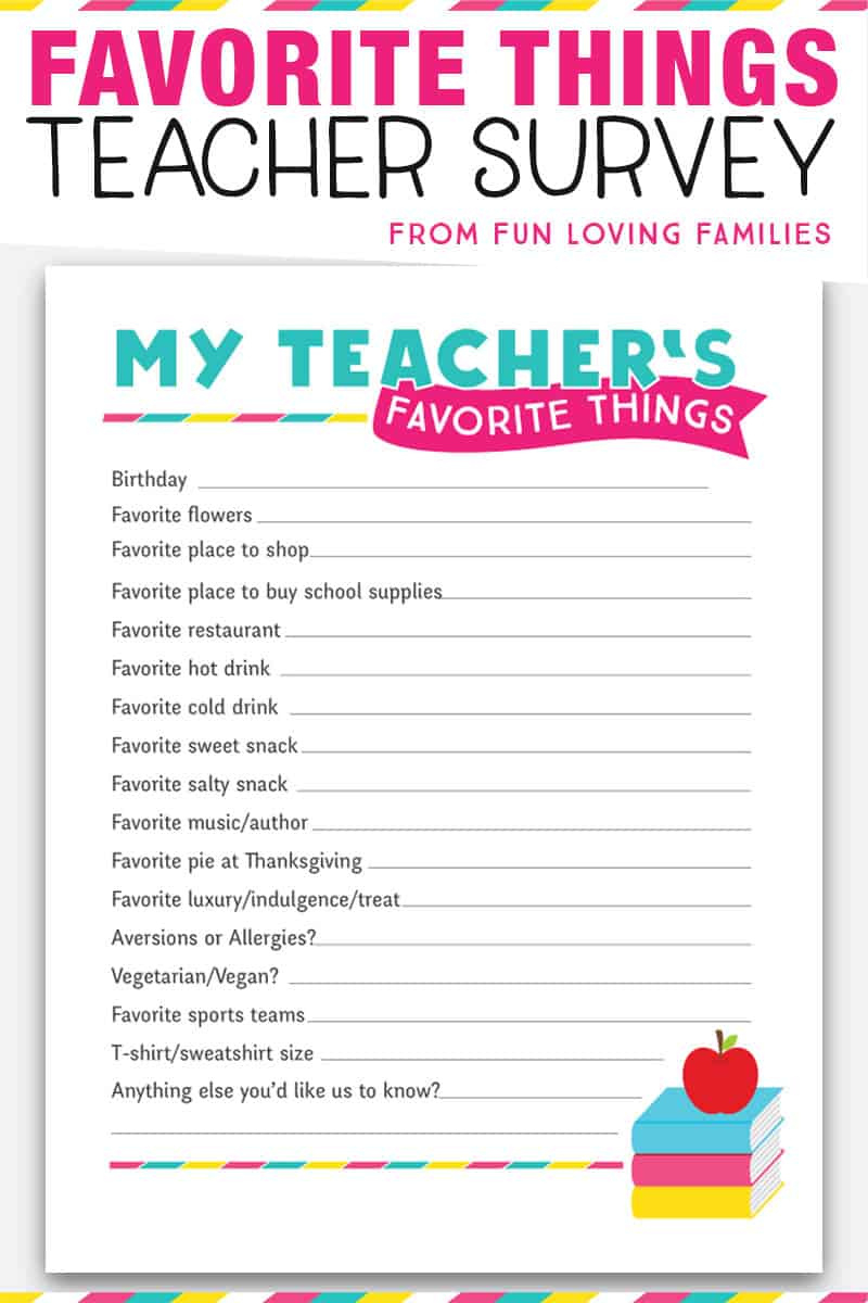 3 Teacher Favorite Things Printable Questionnaires For Teacher inside Teacher Favorites Questionnaire Free Printable