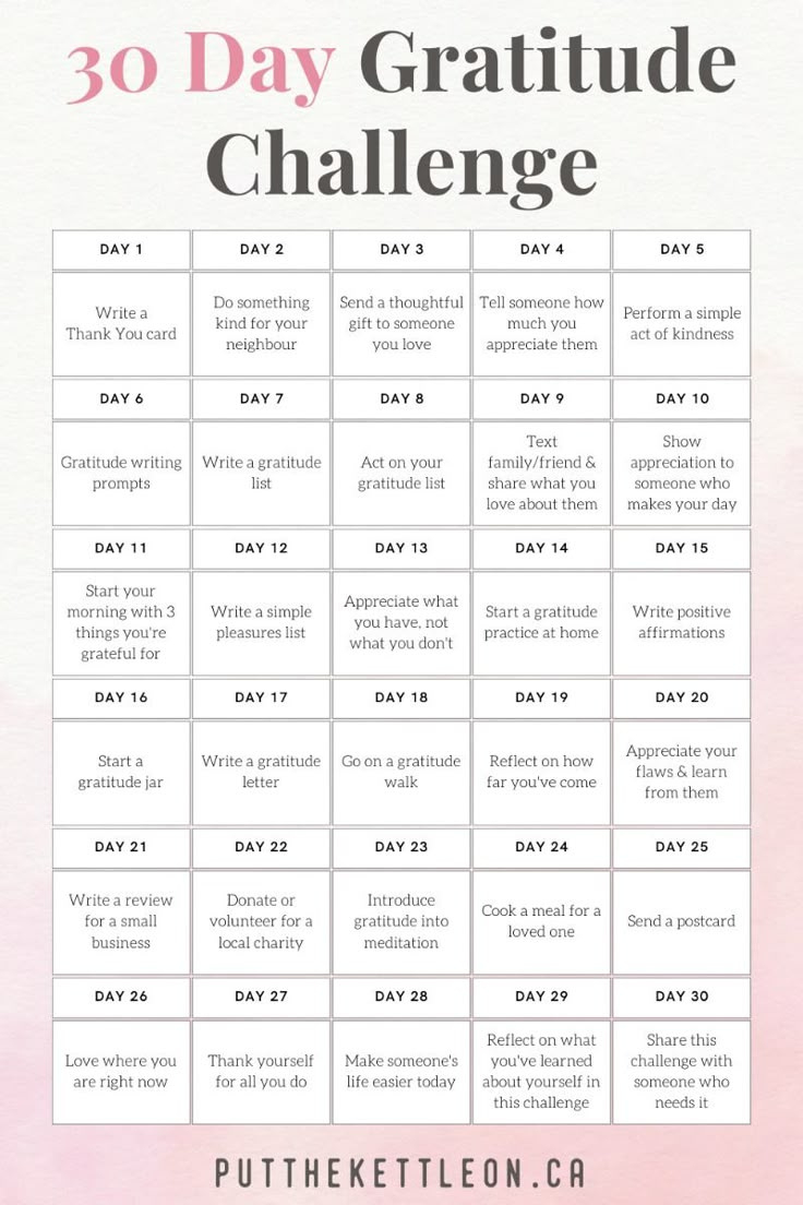 30 Day Gratitude Challenge + Free Printable for Printable 30 Day Gratitude Challenge