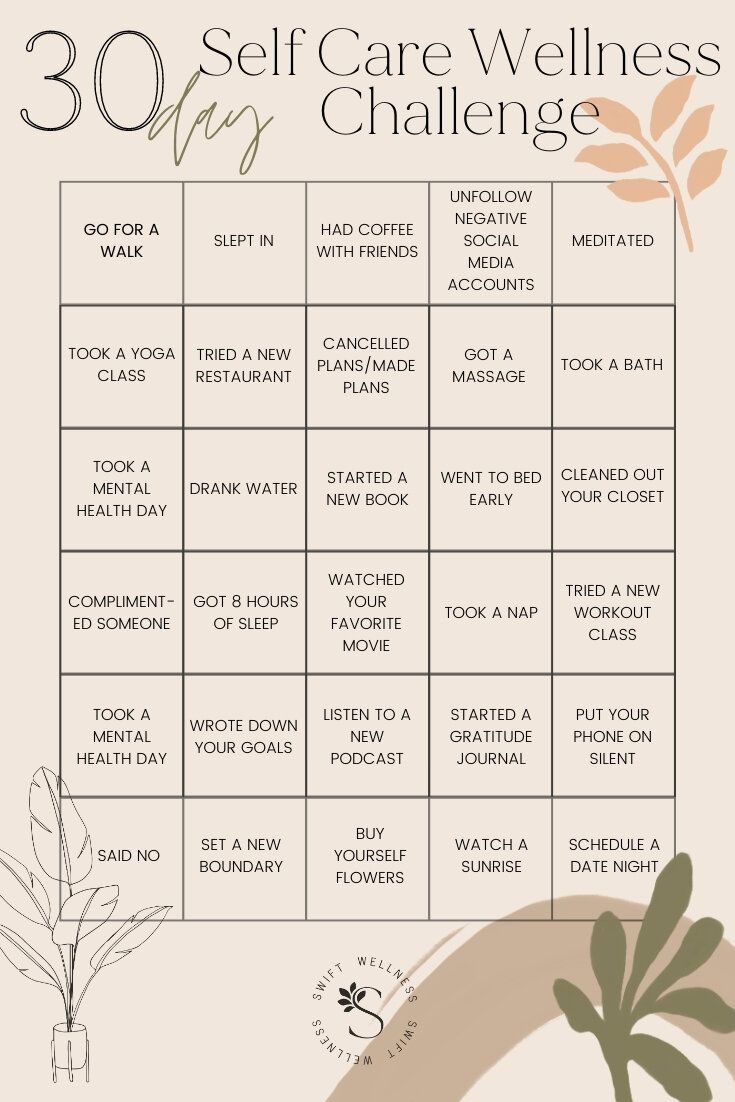 30 Day Self-Care Bingo Card Challenge (Downloadable Pdf!) | Swift with regard to Self Care Bingo Free Printable