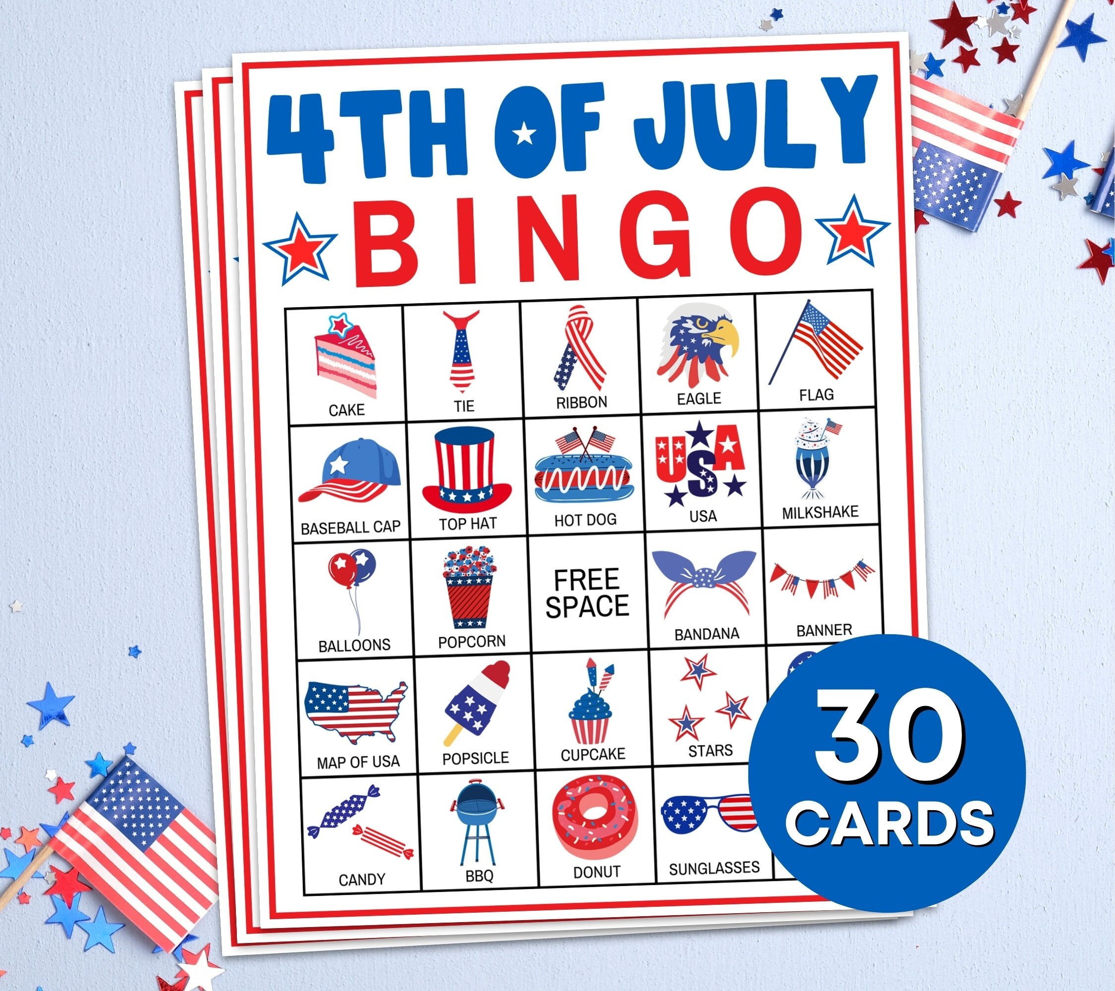 30 Fourth Of July Bingo Cards Printable Game, 4Th Of July Usa in 4th of July Bingo Cards