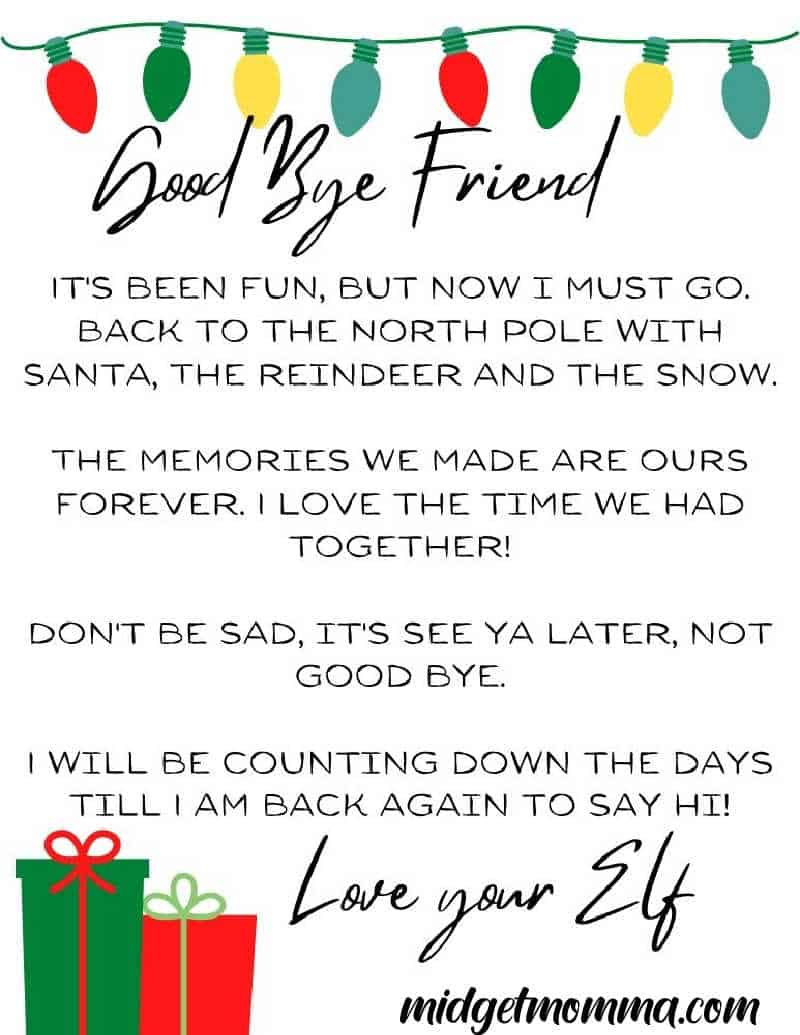 31 Free Elf On The Shelf Goodbye Letter Printables in Free Printable Elf On The Shelf Goodbye Letter