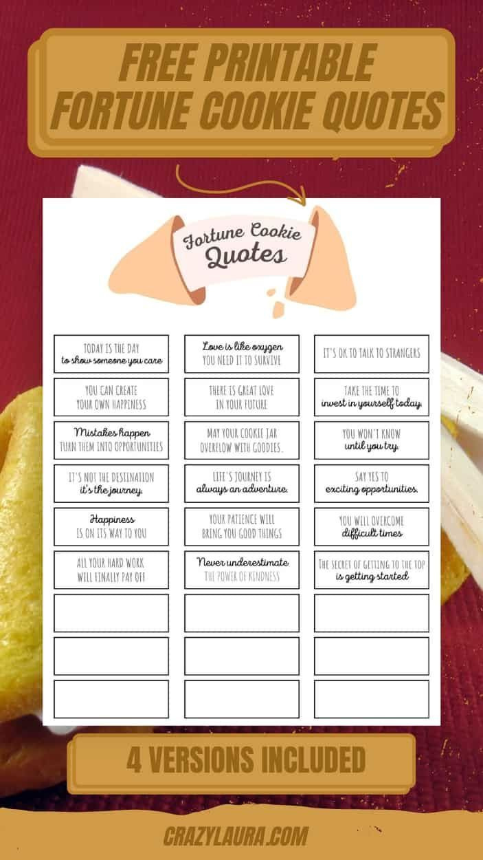 4 Free Printable Fortune Cookie Quotes with Printable Funny Fortune Cookie Sayings