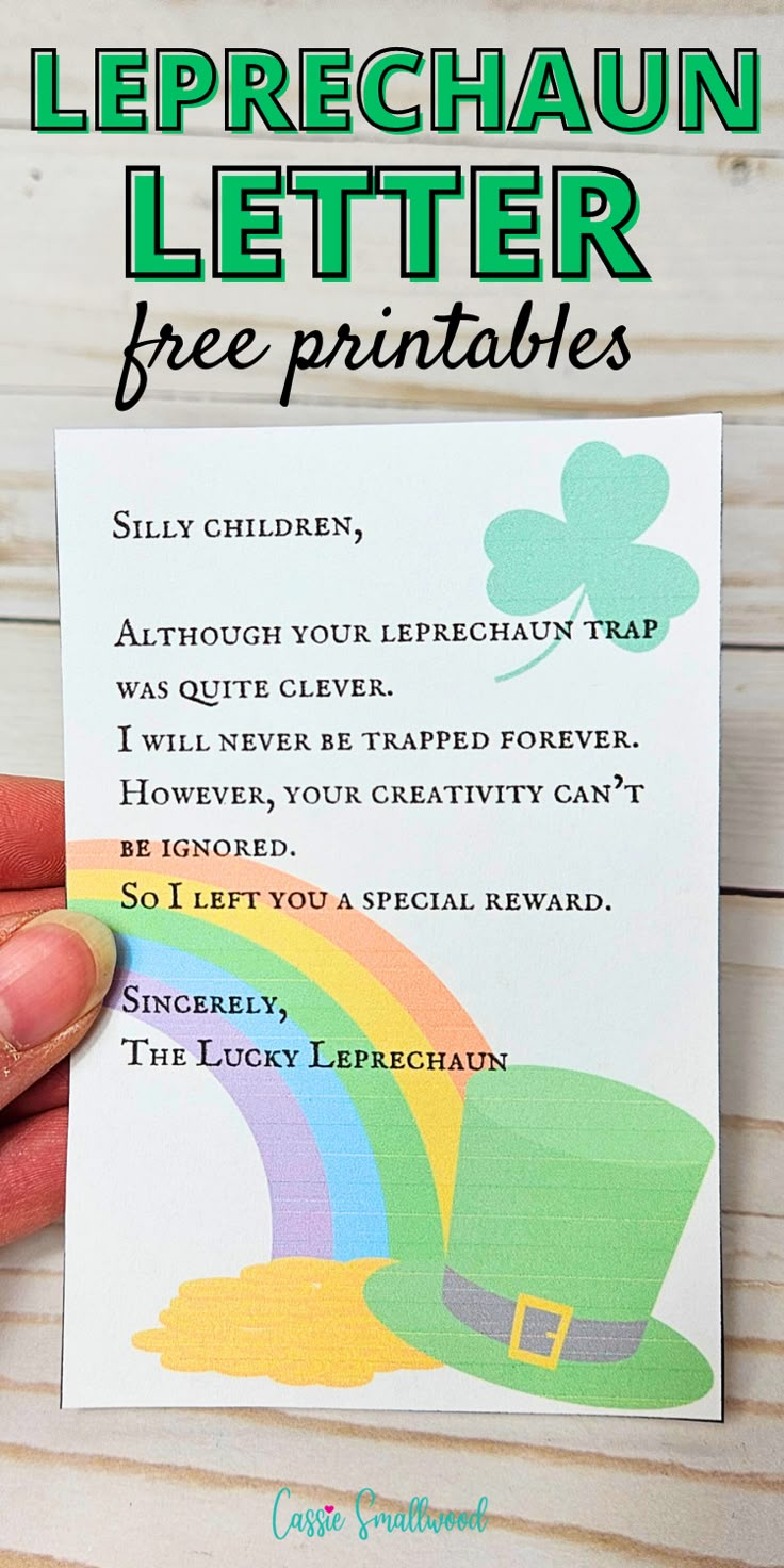 4 St. Patrick&amp;#039;S Day Leprechaun Notes For Kids pertaining to Free Printable Leprechaun Trap Letter