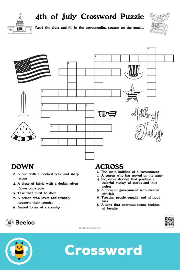4Th Of July Crossword Puzzle regarding 4Th July Crossword Puzzle Printables