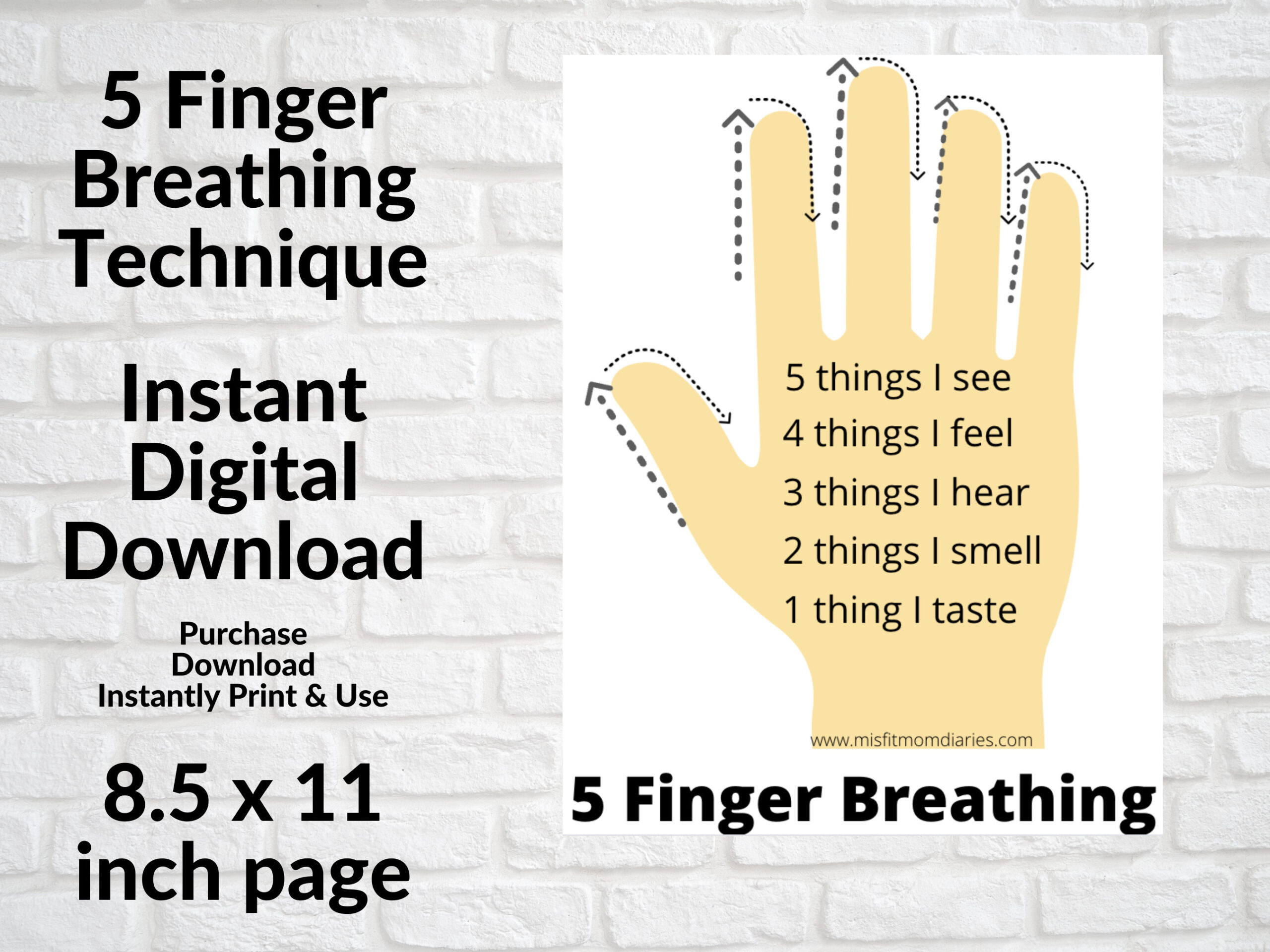 5 Finger Breathing Printablebreathing Visual Aidmindfullness regarding 5 Finger Breathing Printable