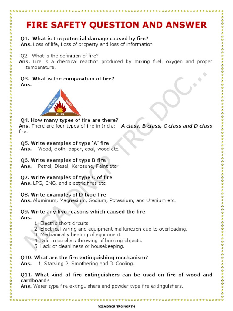 50 Fire Safety Questions And Answers within Printable Fire Safety Quiz