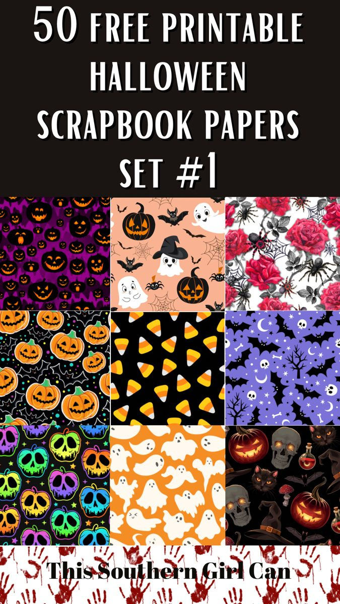 50 Free Printable Halloween Scrapbook Papers in Printable Halloween Scrapbook Paper