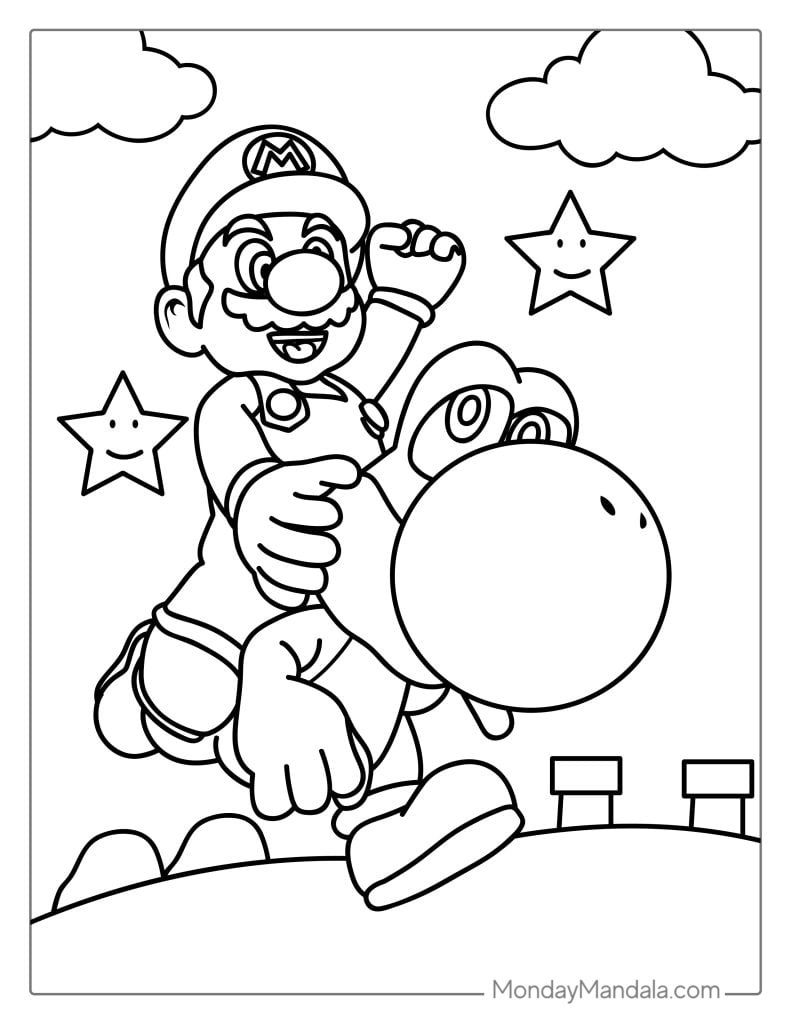 50 Mario Coloring Pages (Free Pdf Printables) intended for Free Printable Mario Worksheets