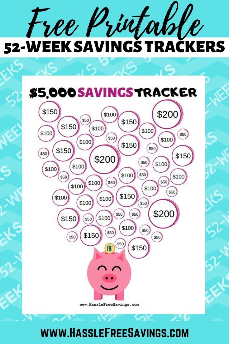 52-Week Money Challenge Chart in Savings Challenges Free Printable