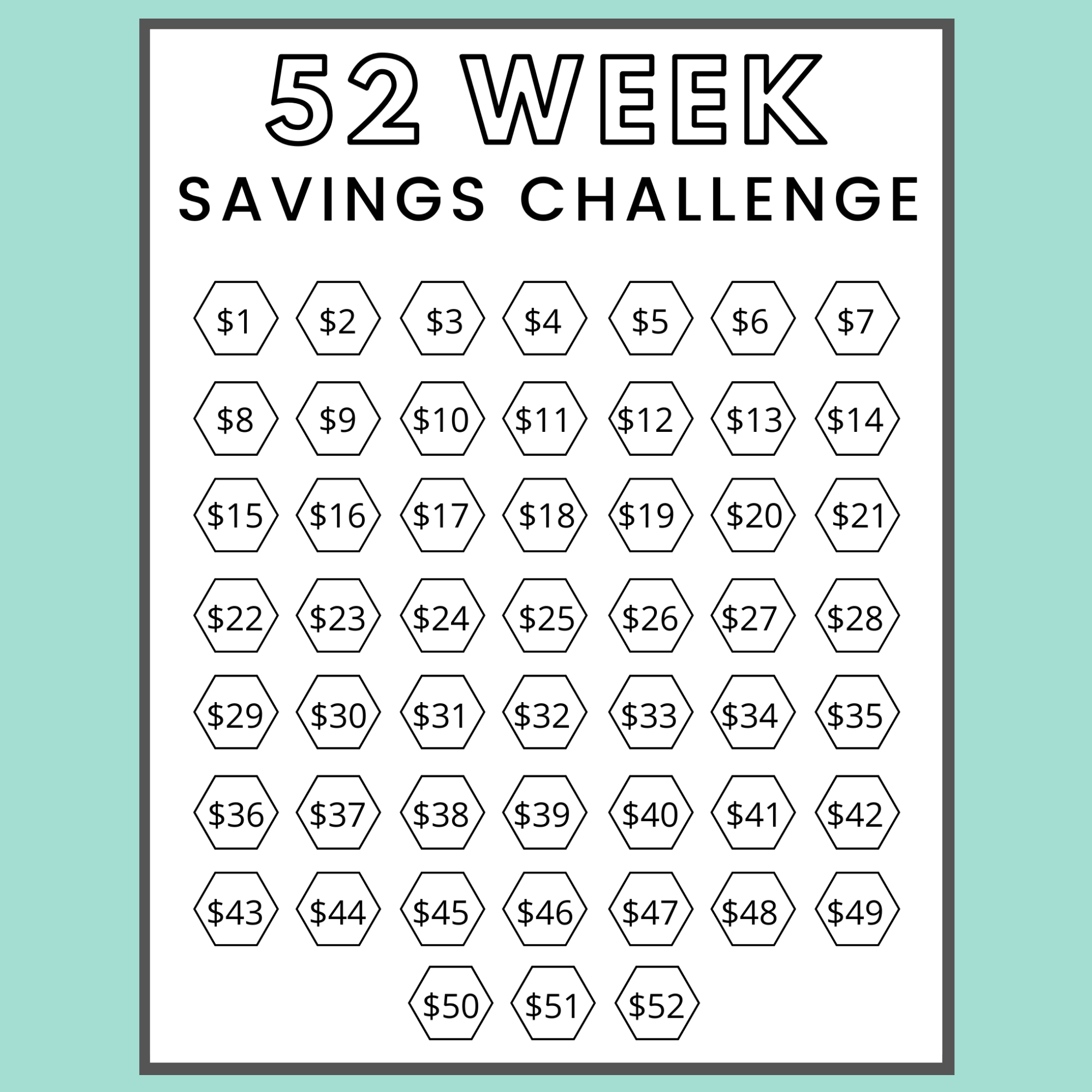 52-Week Savings Challenge Printable – Freedom In A Budget for 52 Week Savings Challenge Free Printable