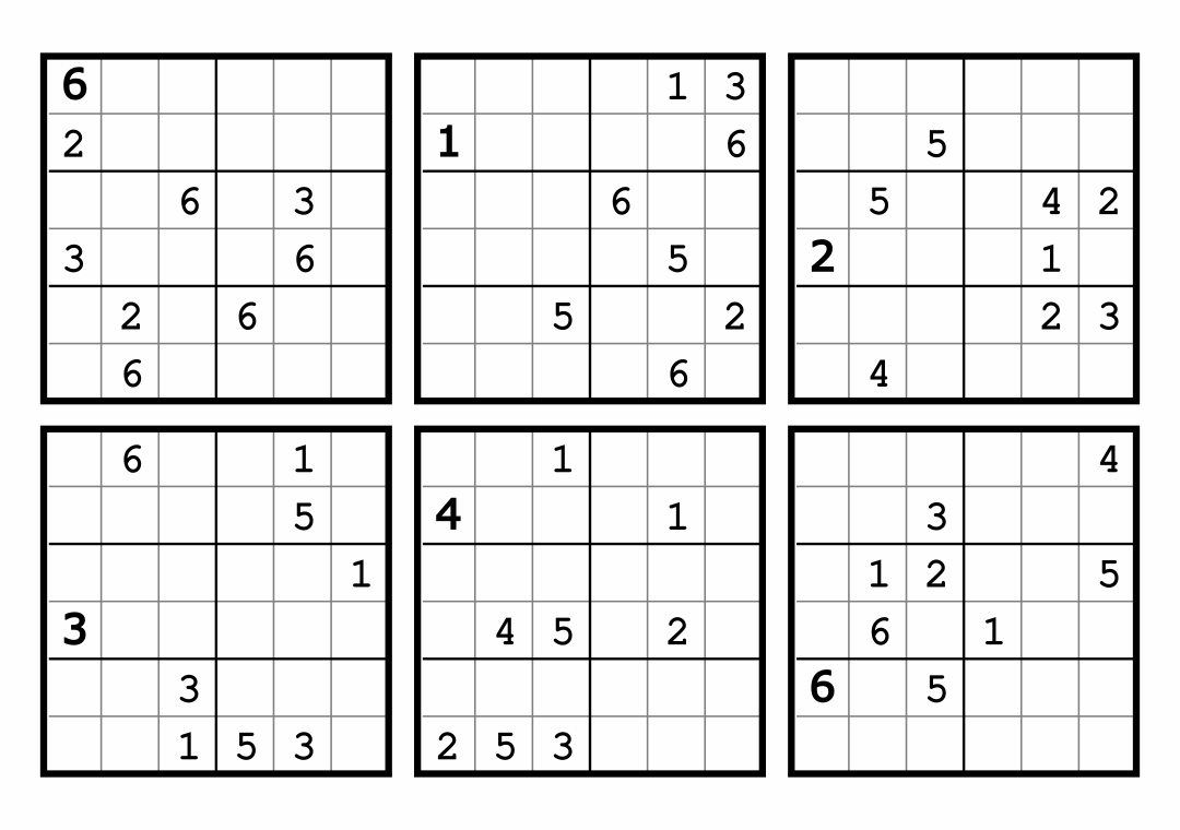 6 X 6 Sudoku - 7 Free Pdf Printables | Printablee inside Sudoku Printable Free 6 Per Page