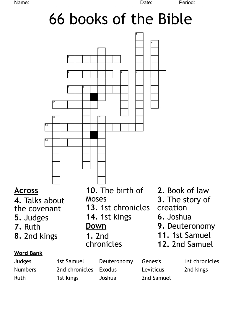 66 Books Of The Bible Crossword - Wordmint regarding Children&amp;#039;S Bible Crosswords Printable